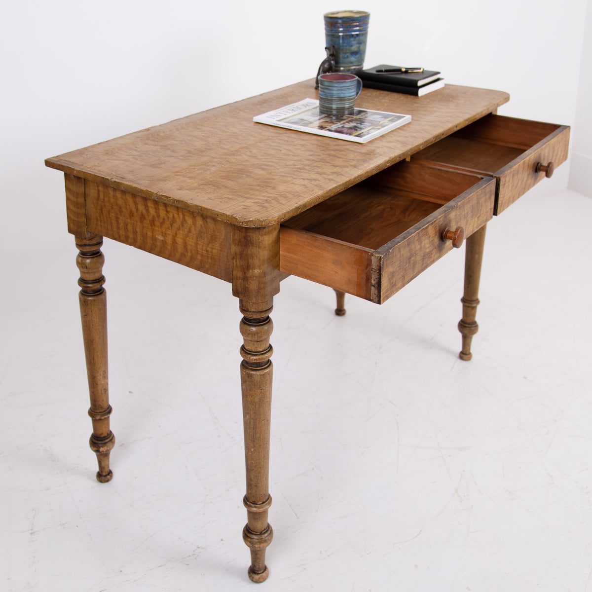 19th Century Period 2 Drawer Table in Original Paint C1850