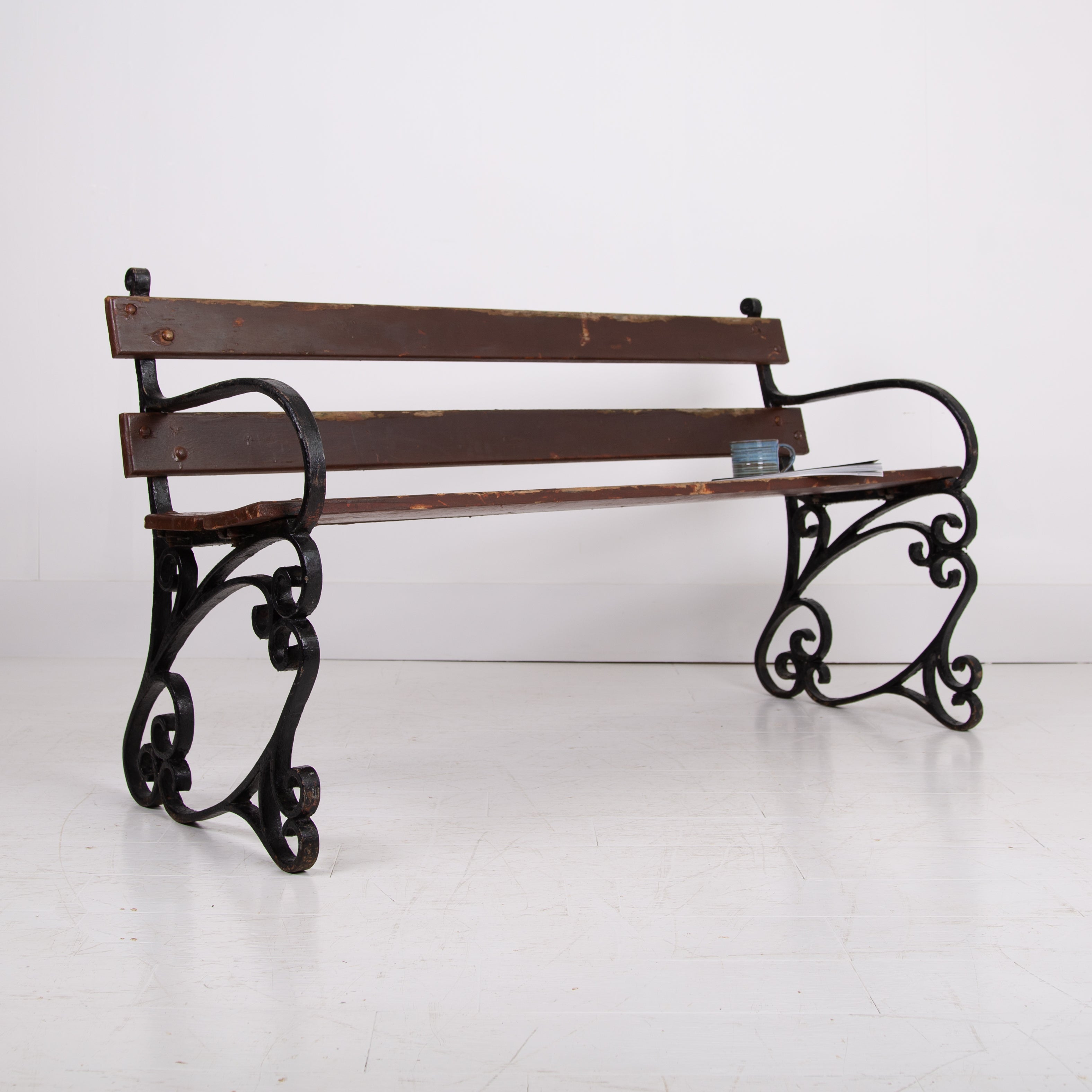 Ornate Decorative Iron Garden Bench Seat C1920