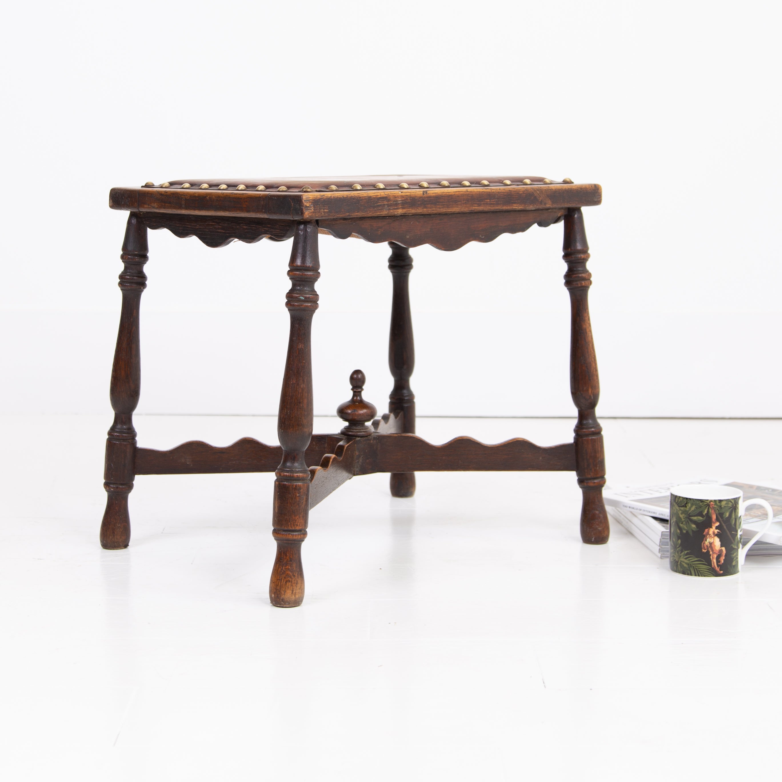 Charming Little Arts and Crafts Oak Stool C1910