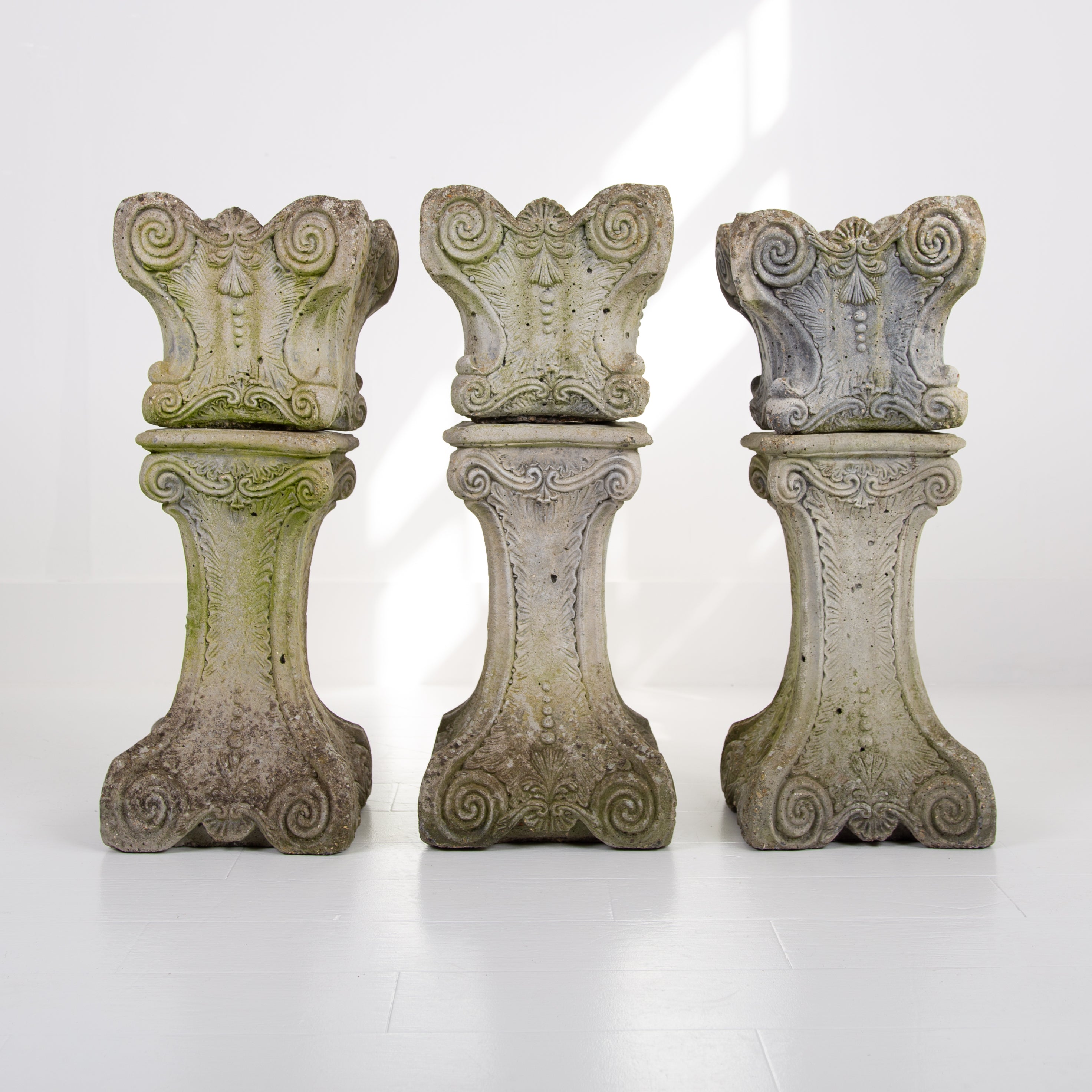 Set of 3 Mid Century Highly Decorative Planters on Plinths