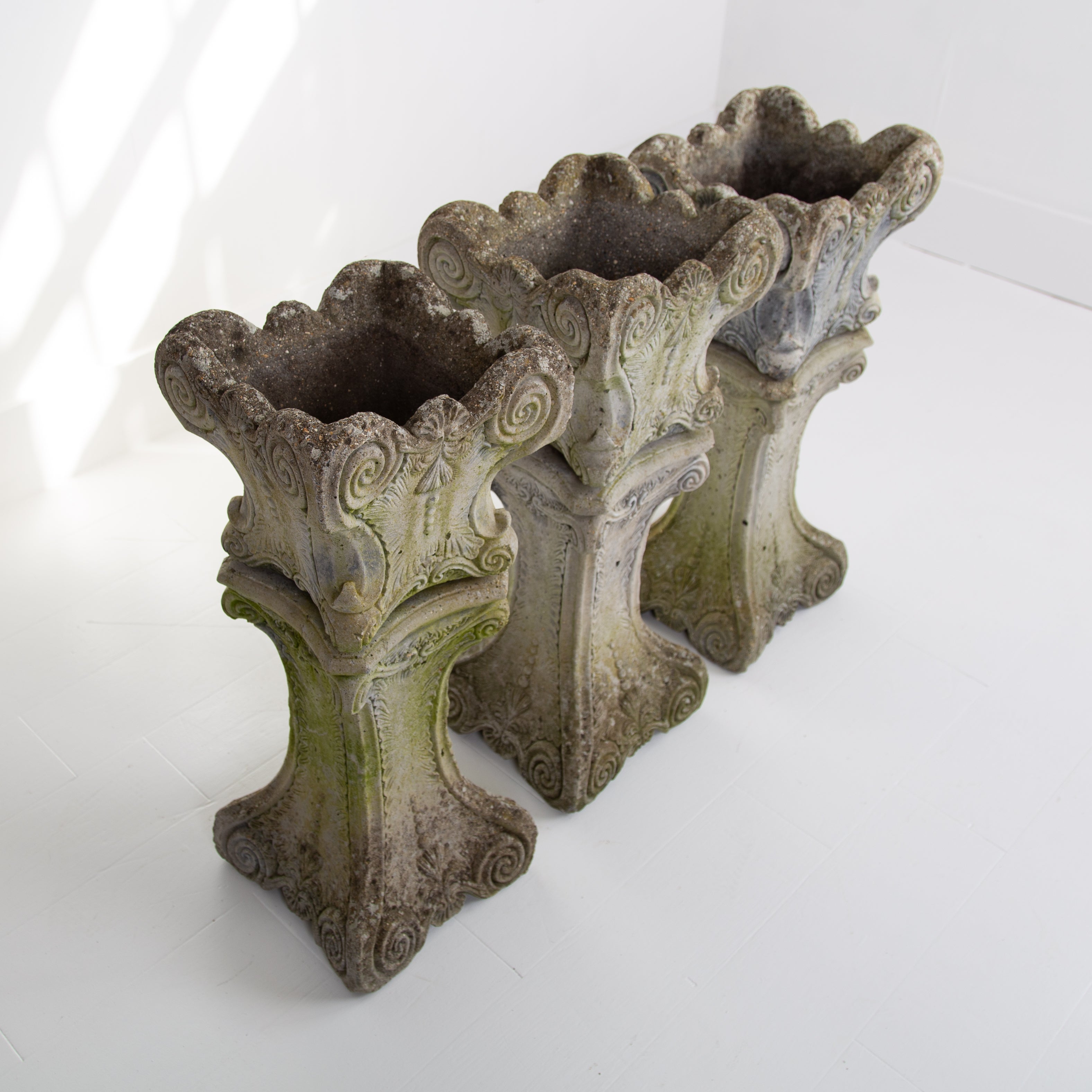 Set of 3 Mid Century Highly Decorative Planters on Plinths