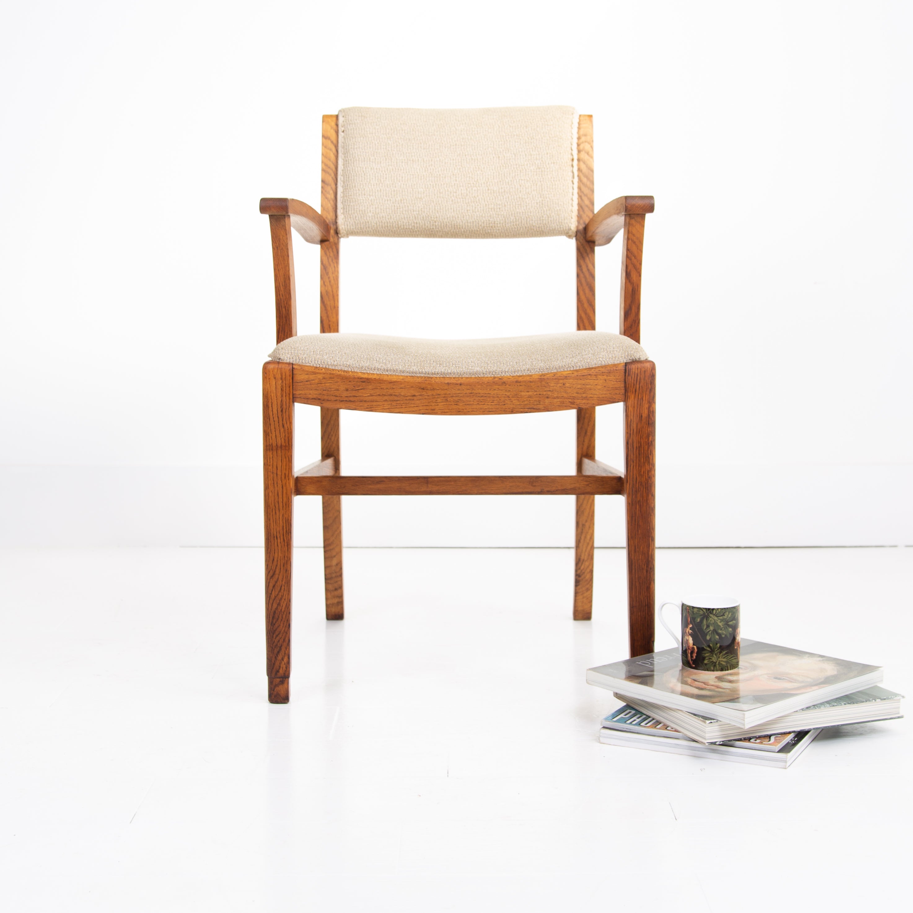 A Golden Oak Air Ministry Desk Armchair C1930