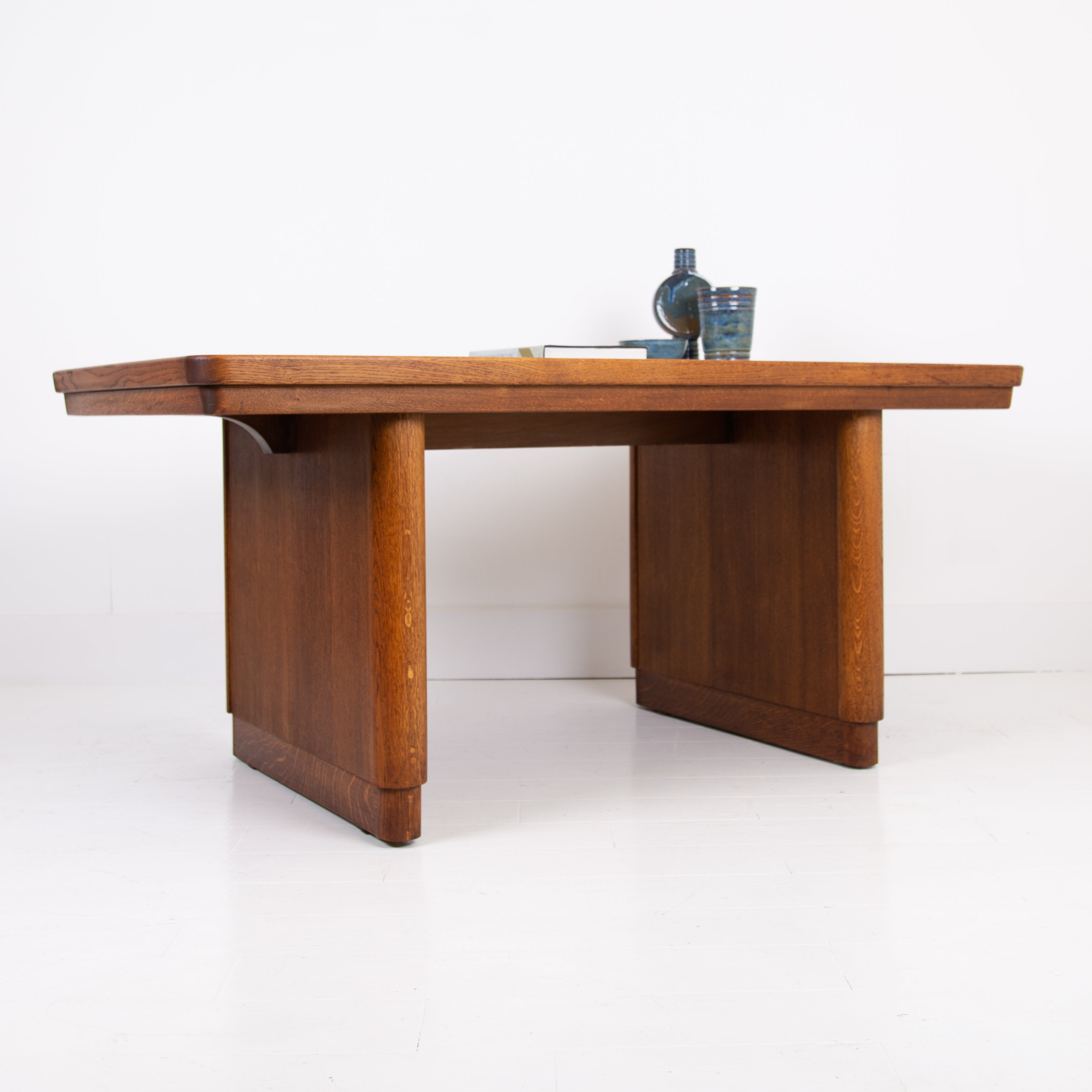 A Super Large Oak & Leather Topped Art Deco Desk