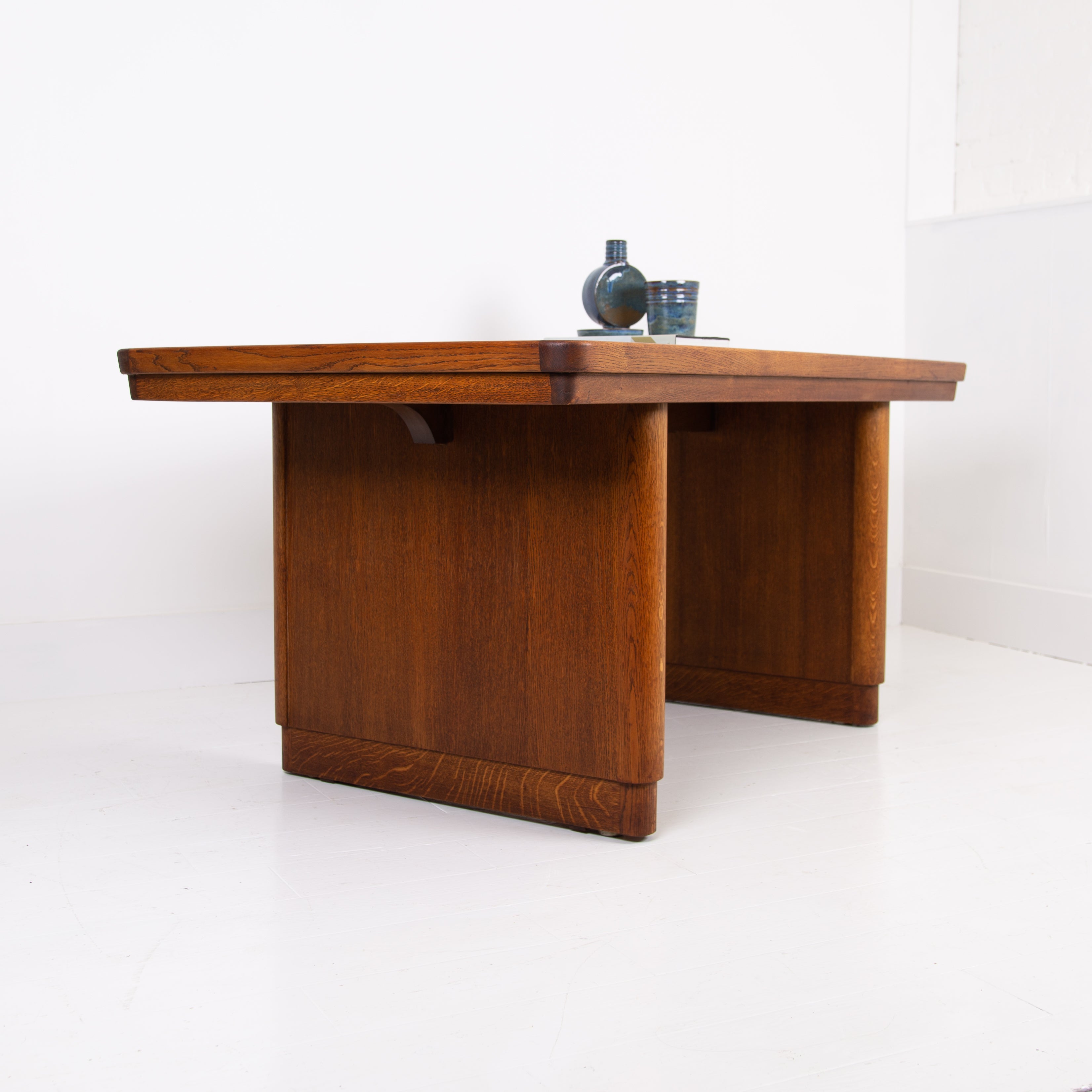 A Super Large Oak & Leather Topped Art Deco Desk