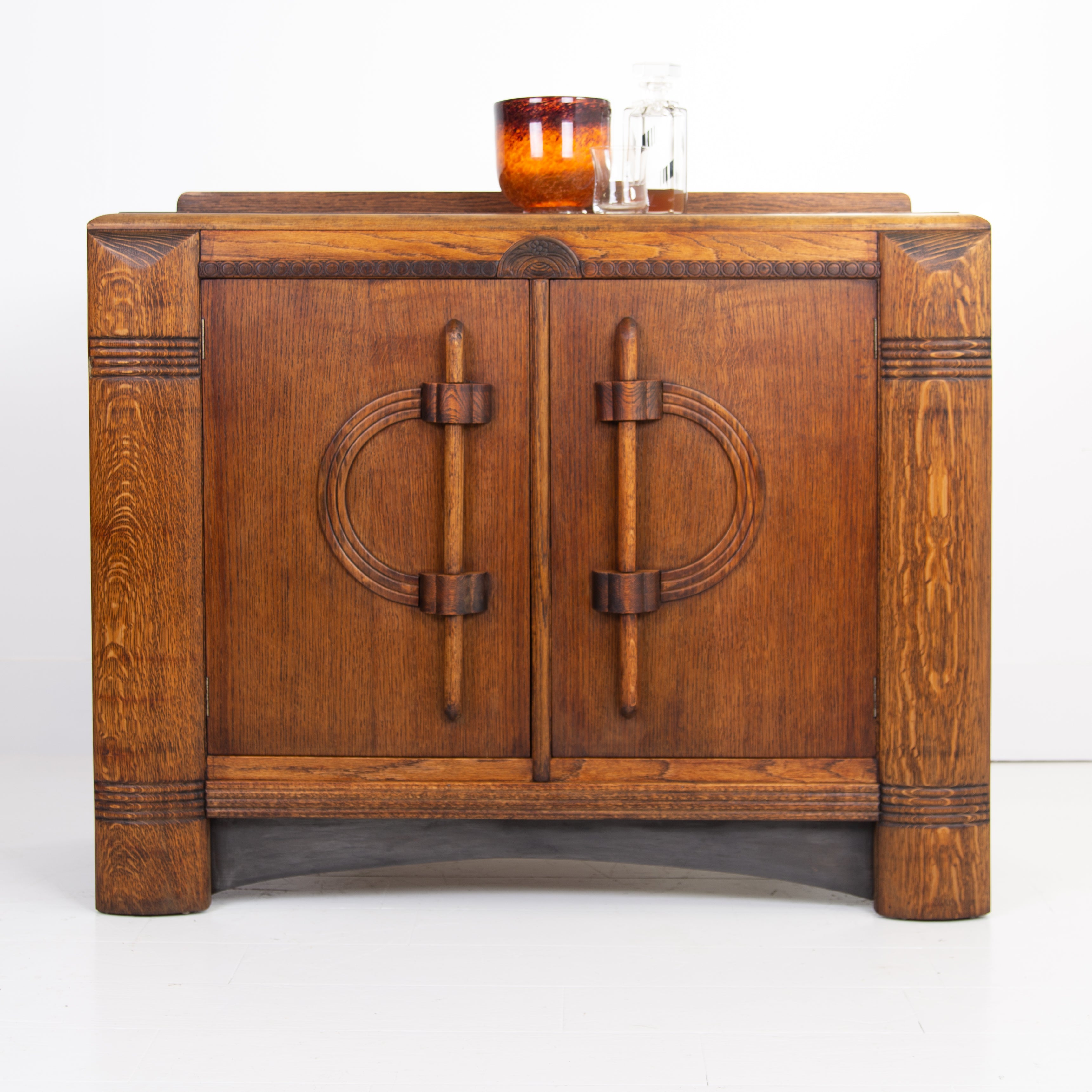 Art Deco Oak Cabinet Sideboard C1930