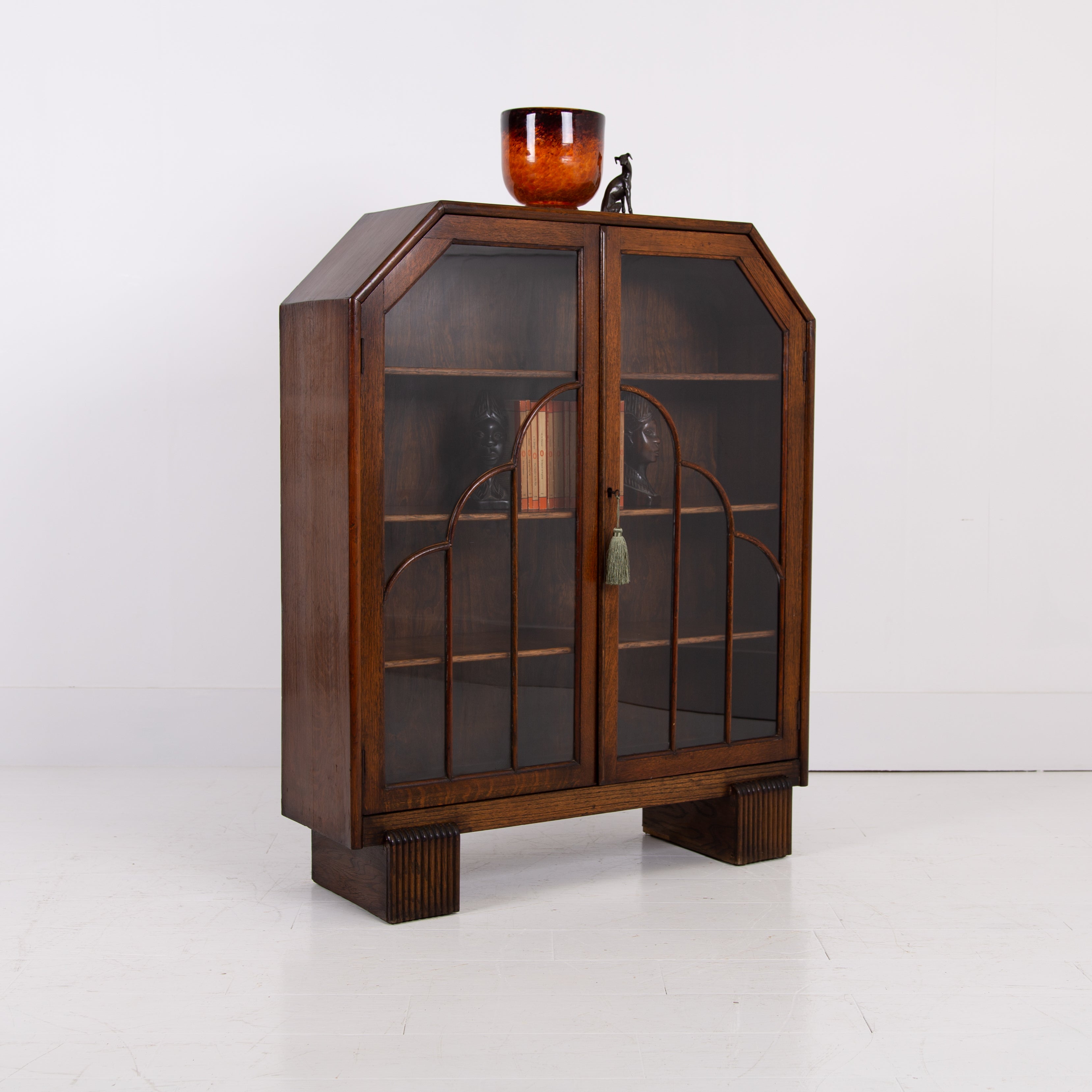 A Delightful Oak Glazed Bookcase Cabinet C1930
