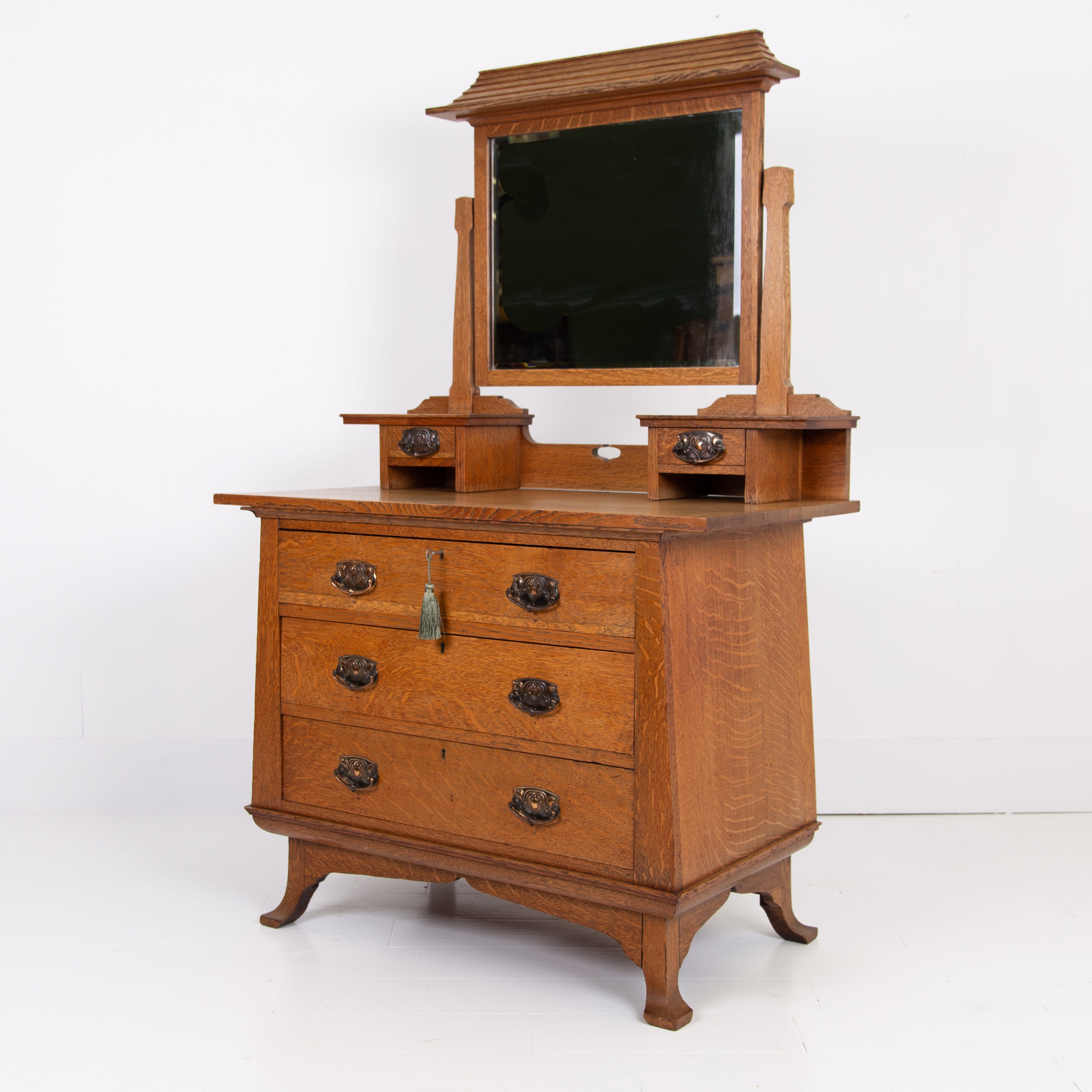 Highly Attractive Oak Dressing Chest C1910 in the Liberty Manner