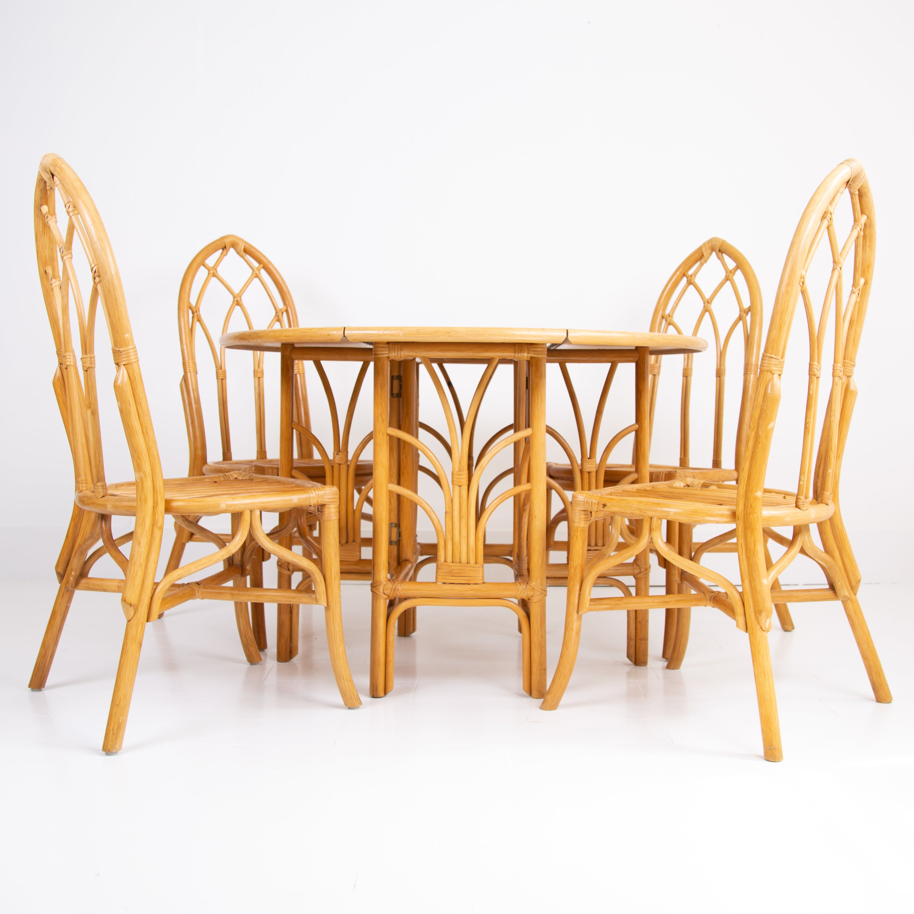 Mid Century Bamboo Table and 4 Chairs