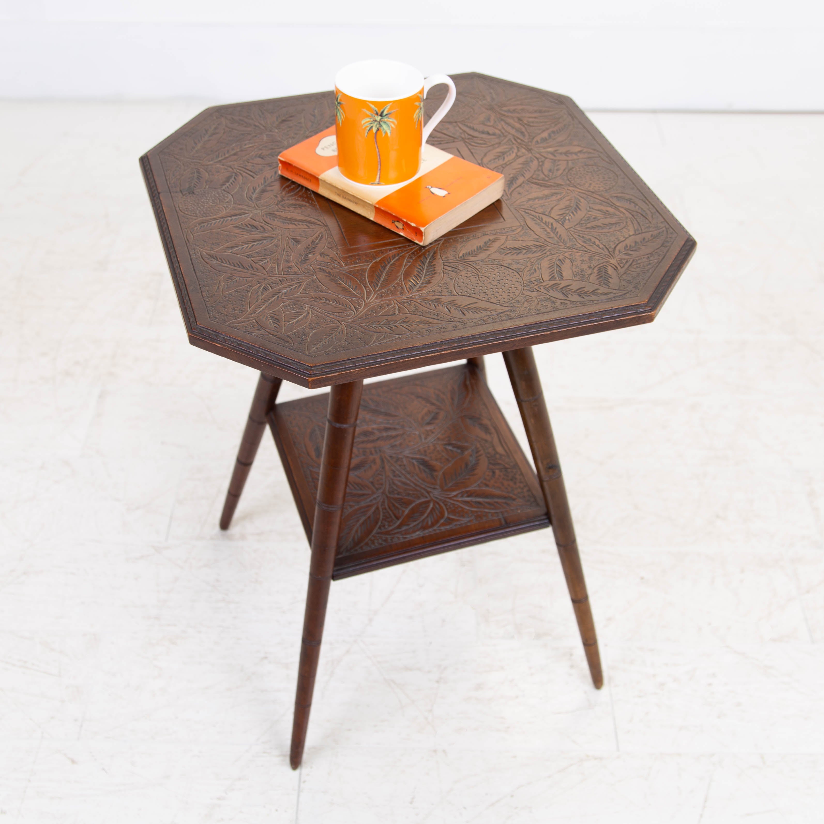 Attractive Occasional Carved Side Table with Oranges C1915