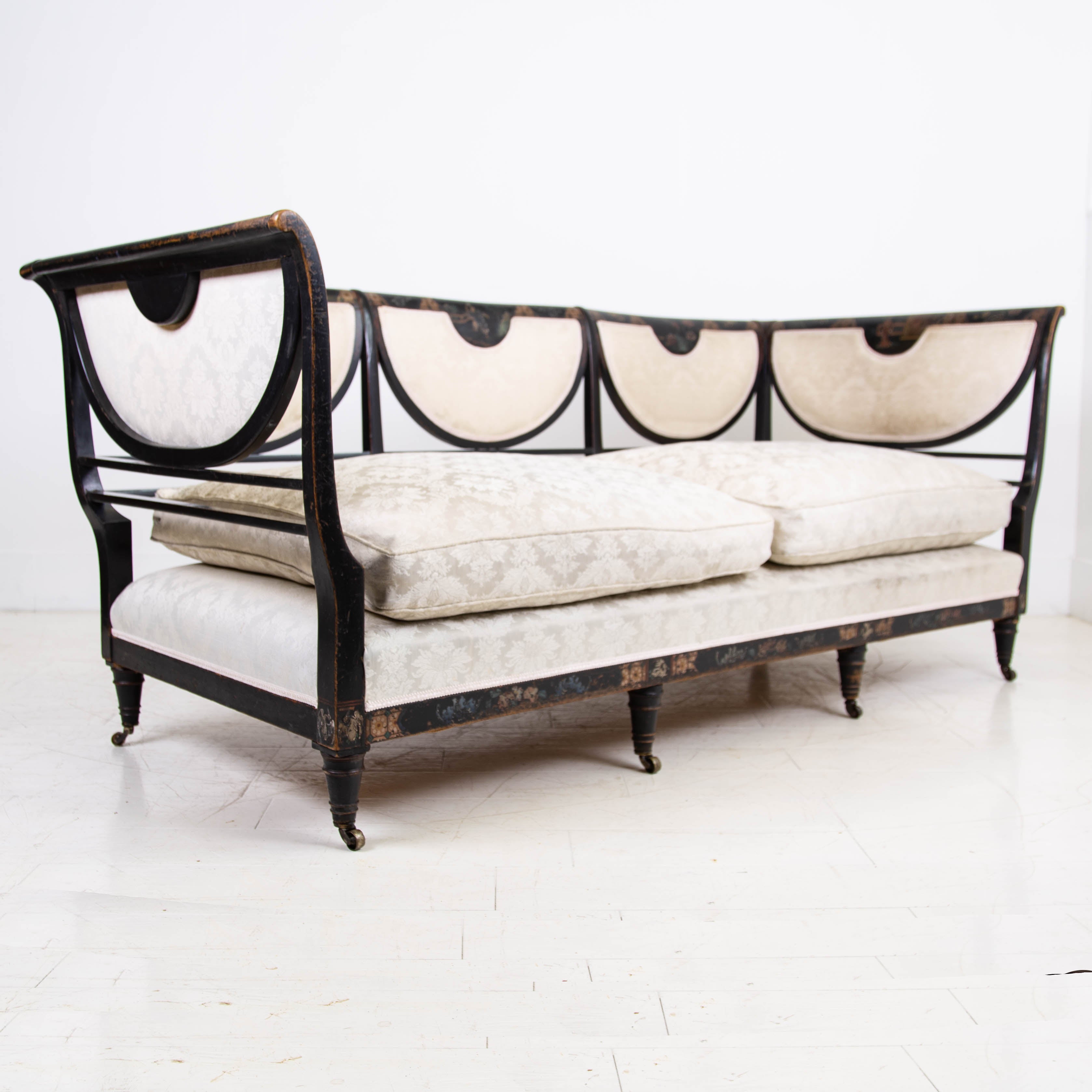 Victorian Chinoiserie Black Lacquer Sofa C1890