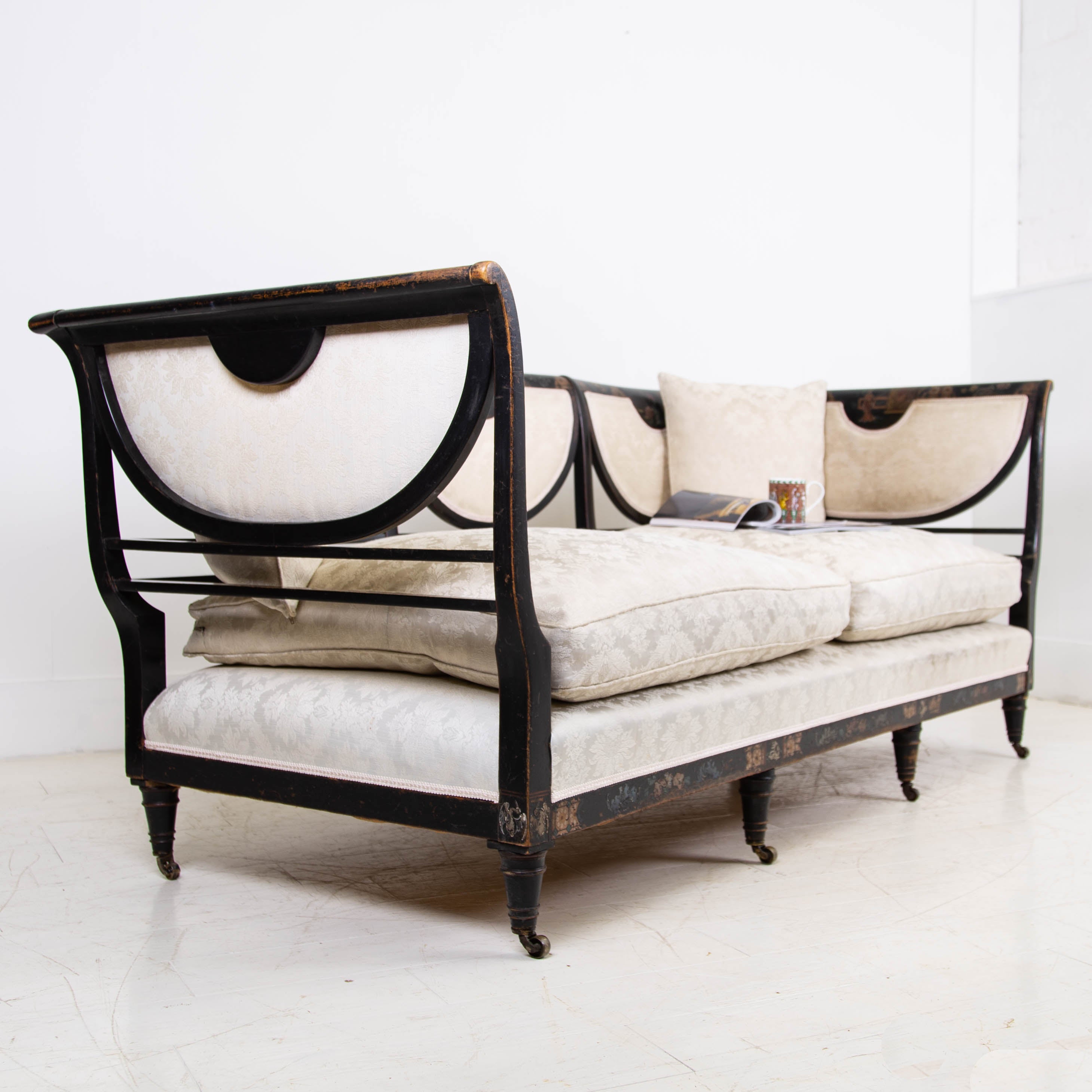 Victorian Chinoiserie Black Lacquer Sofa C1890