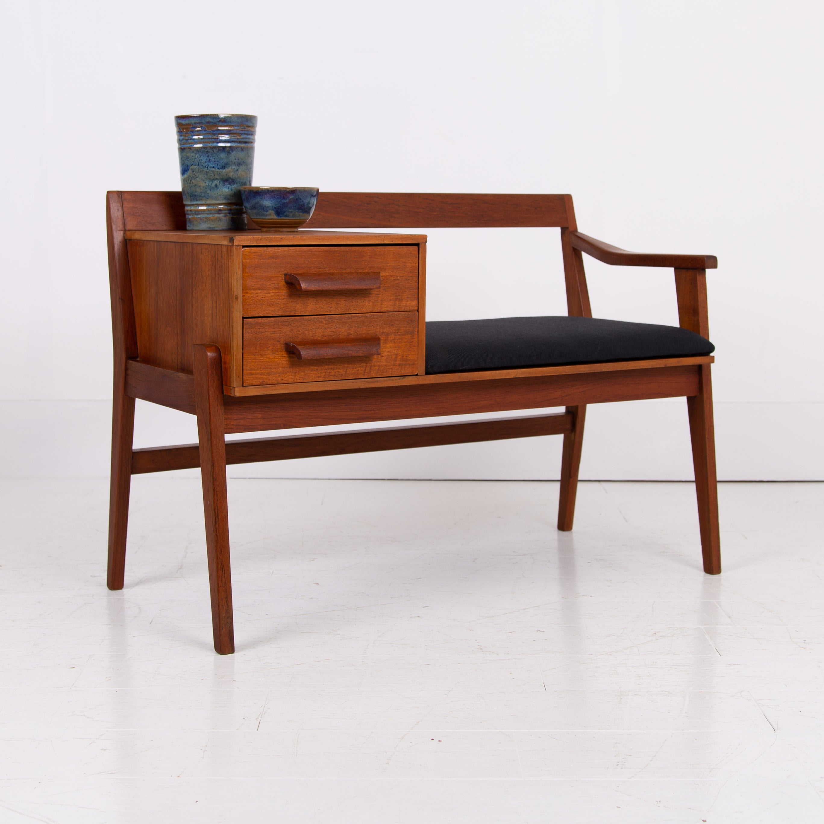 Mid-Century Teak Chippy Heath Telephone Table