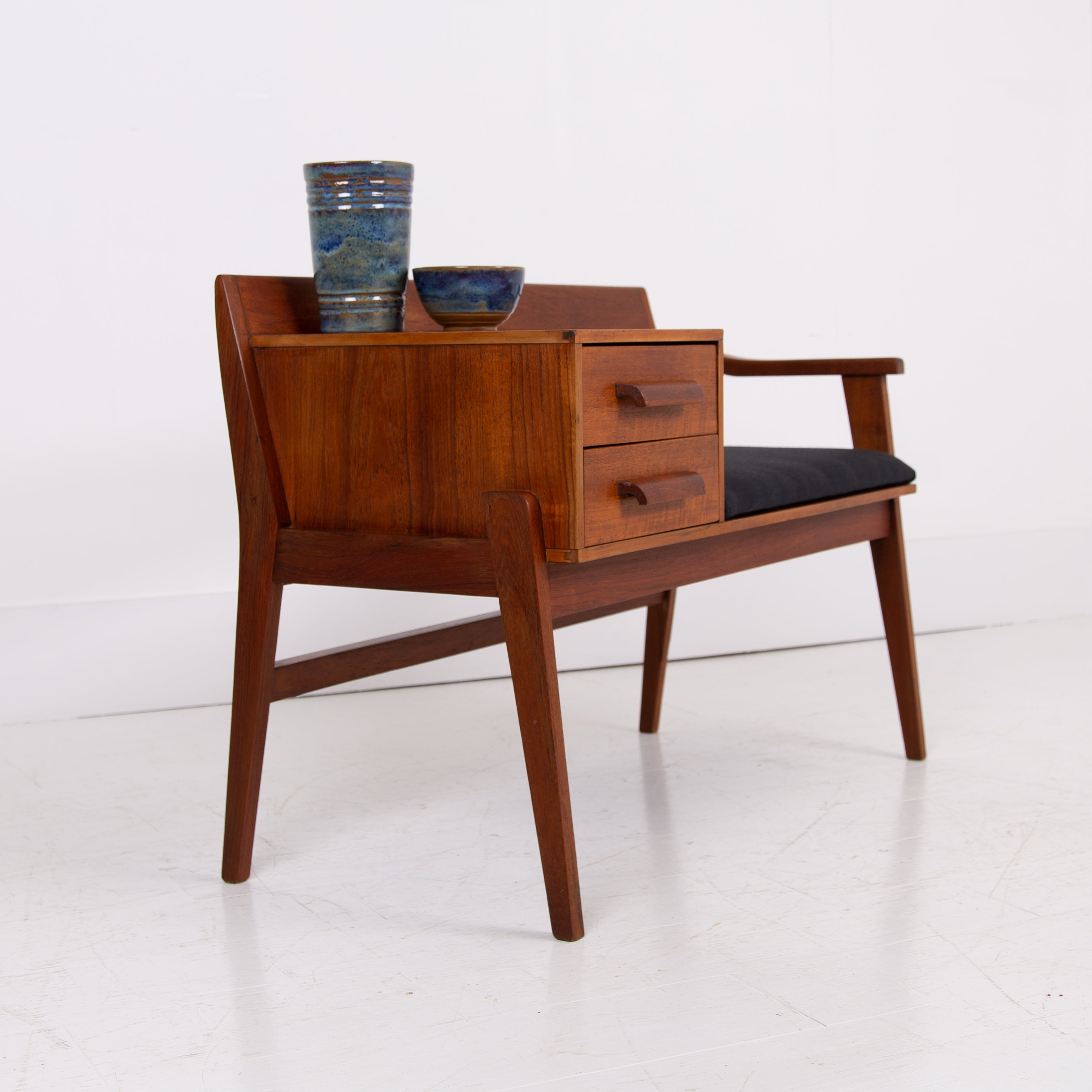 Mid-Century Teak Chippy Heath Telephone Table