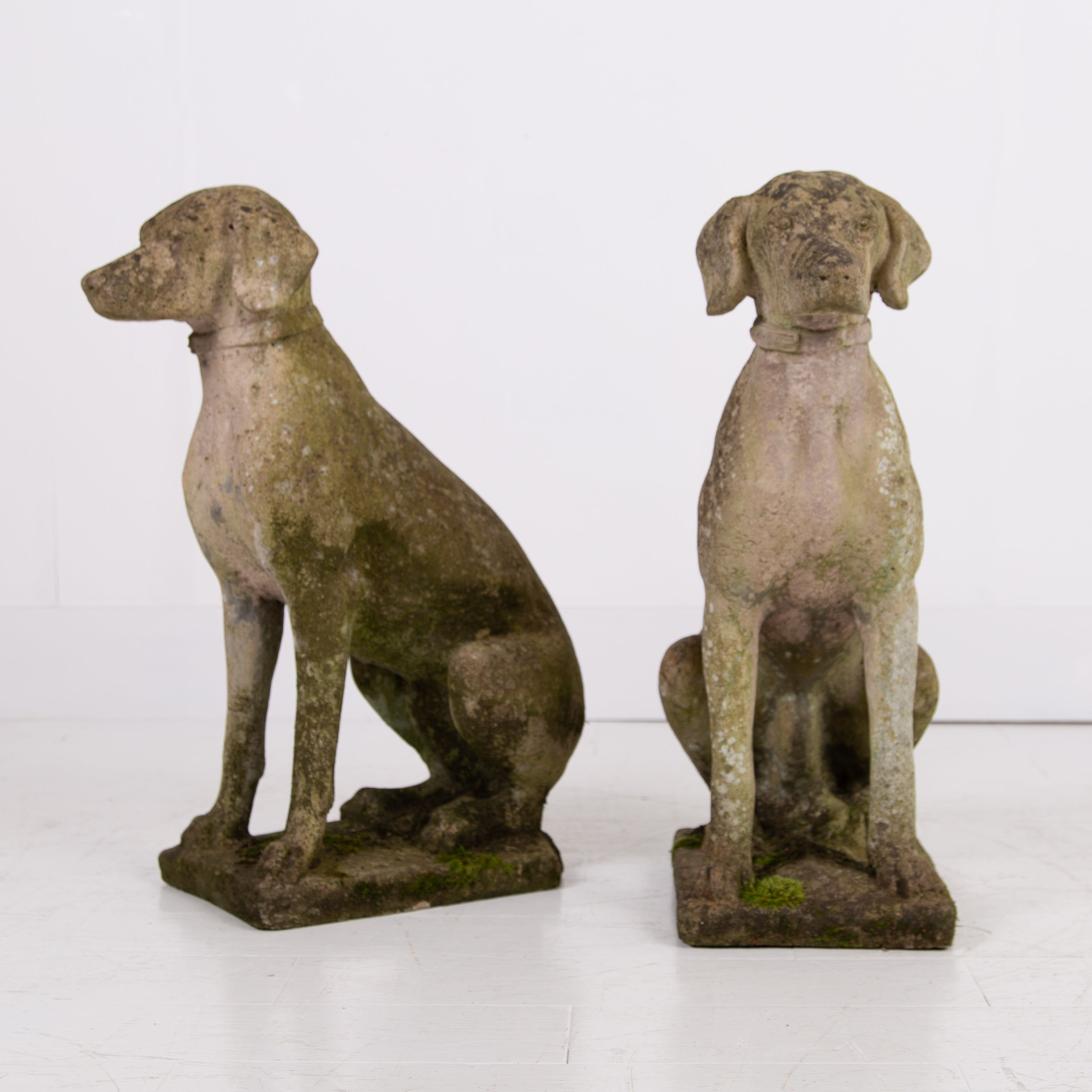 Great Pair of Weathered Stone Dogs