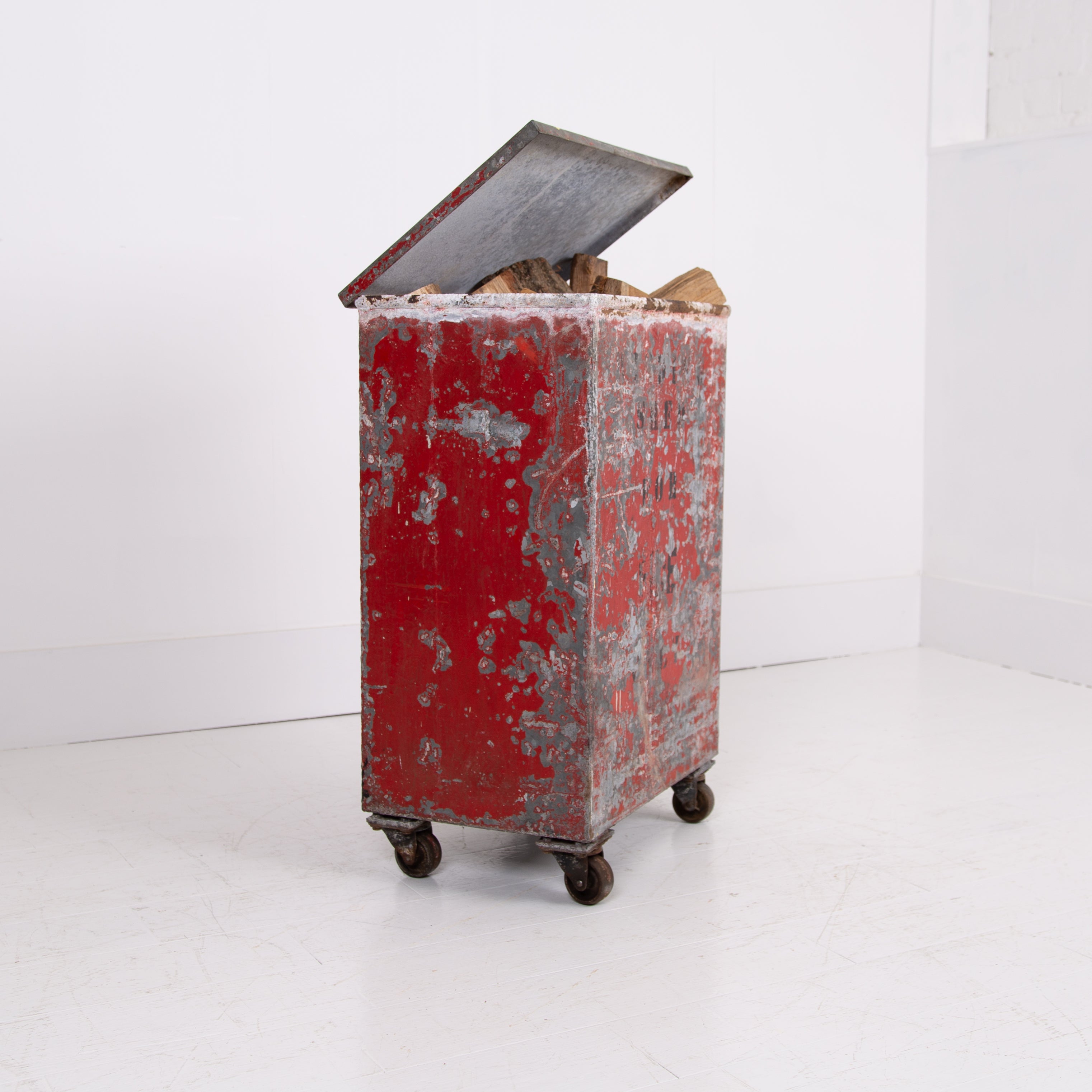 Vintage Fire Bin on Wheels From Richard Arkwright Masson Mills