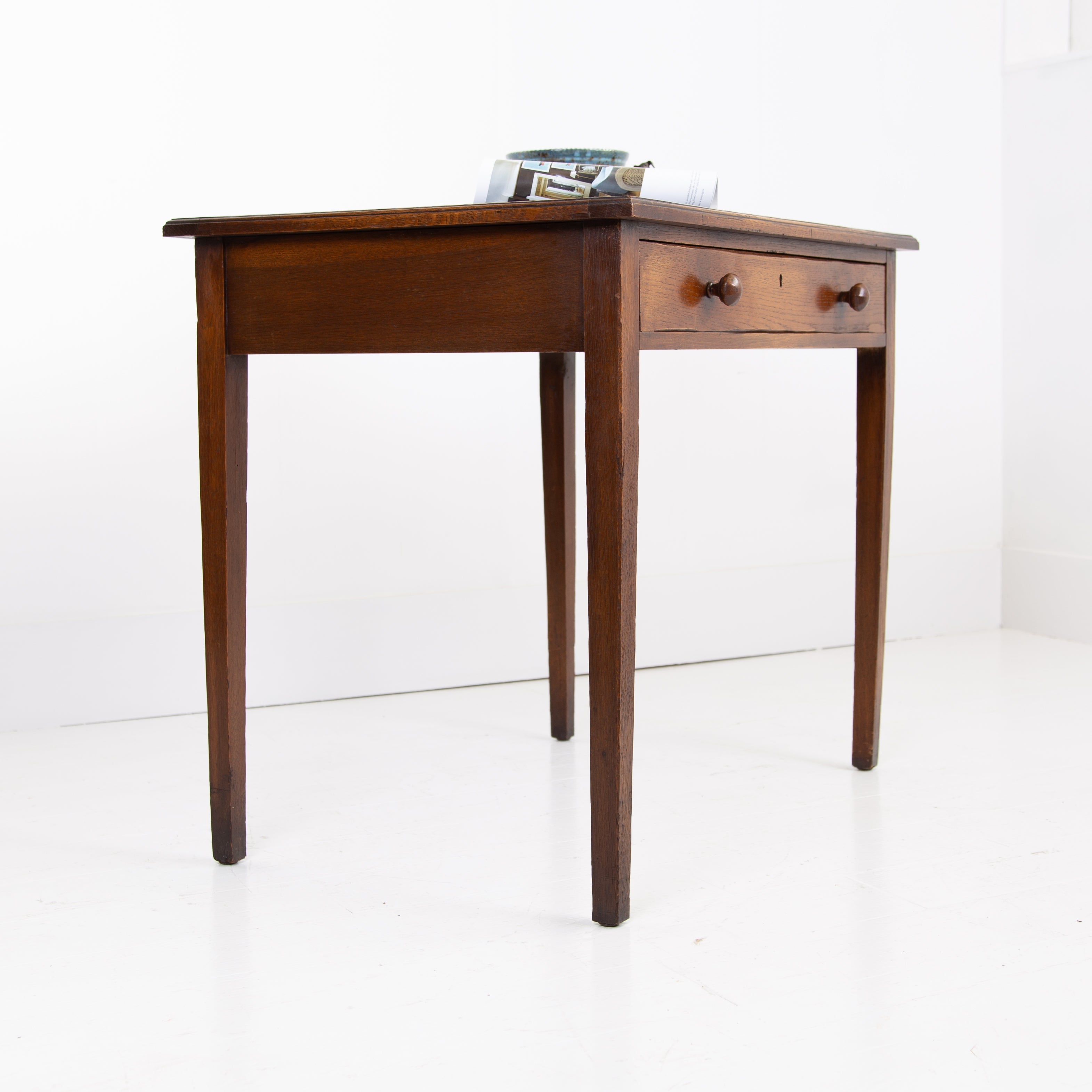 Early C20th Oak Single Drawer Leather Topped Desk