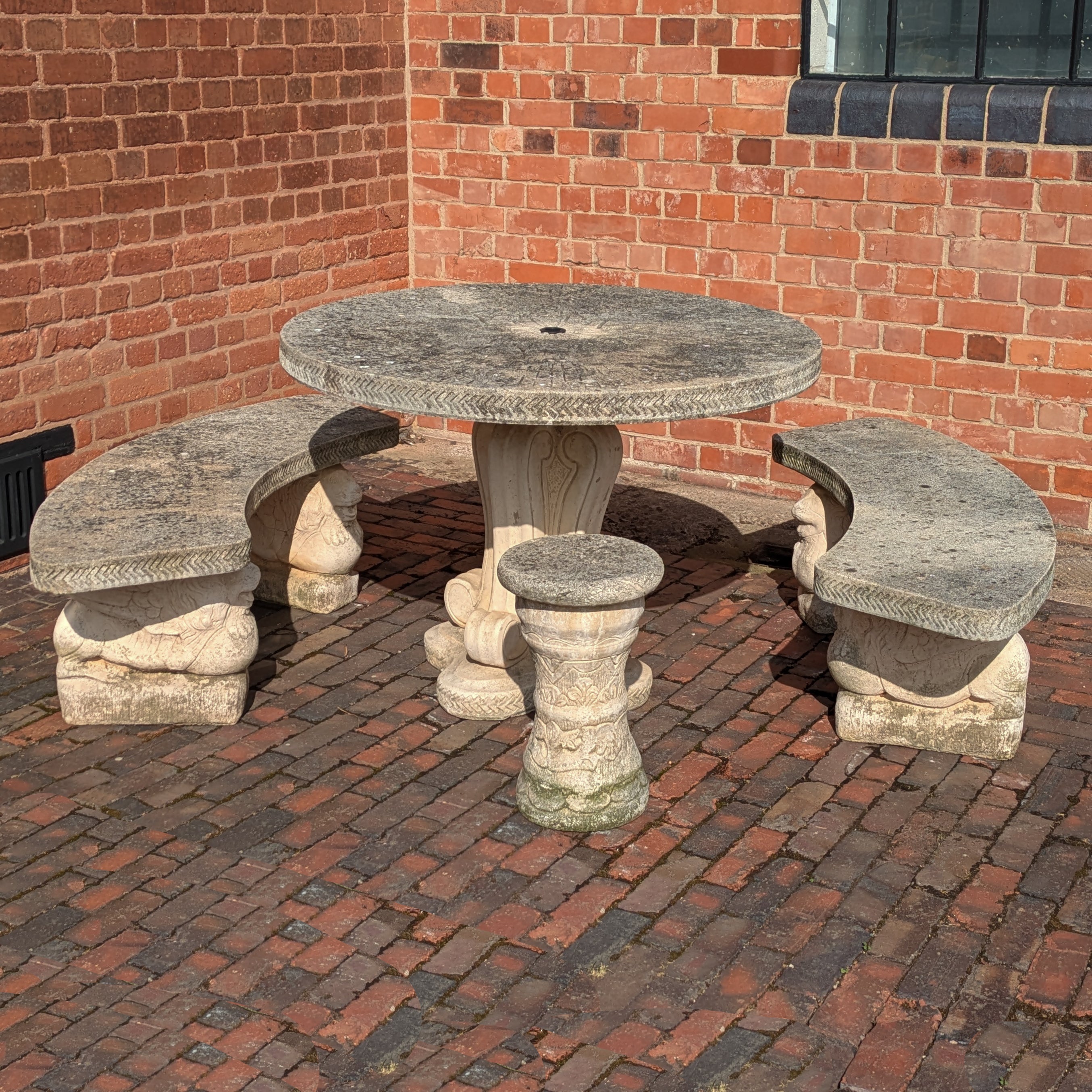 Decorative Aged Mid Century Stone Patio Garden Set of 5