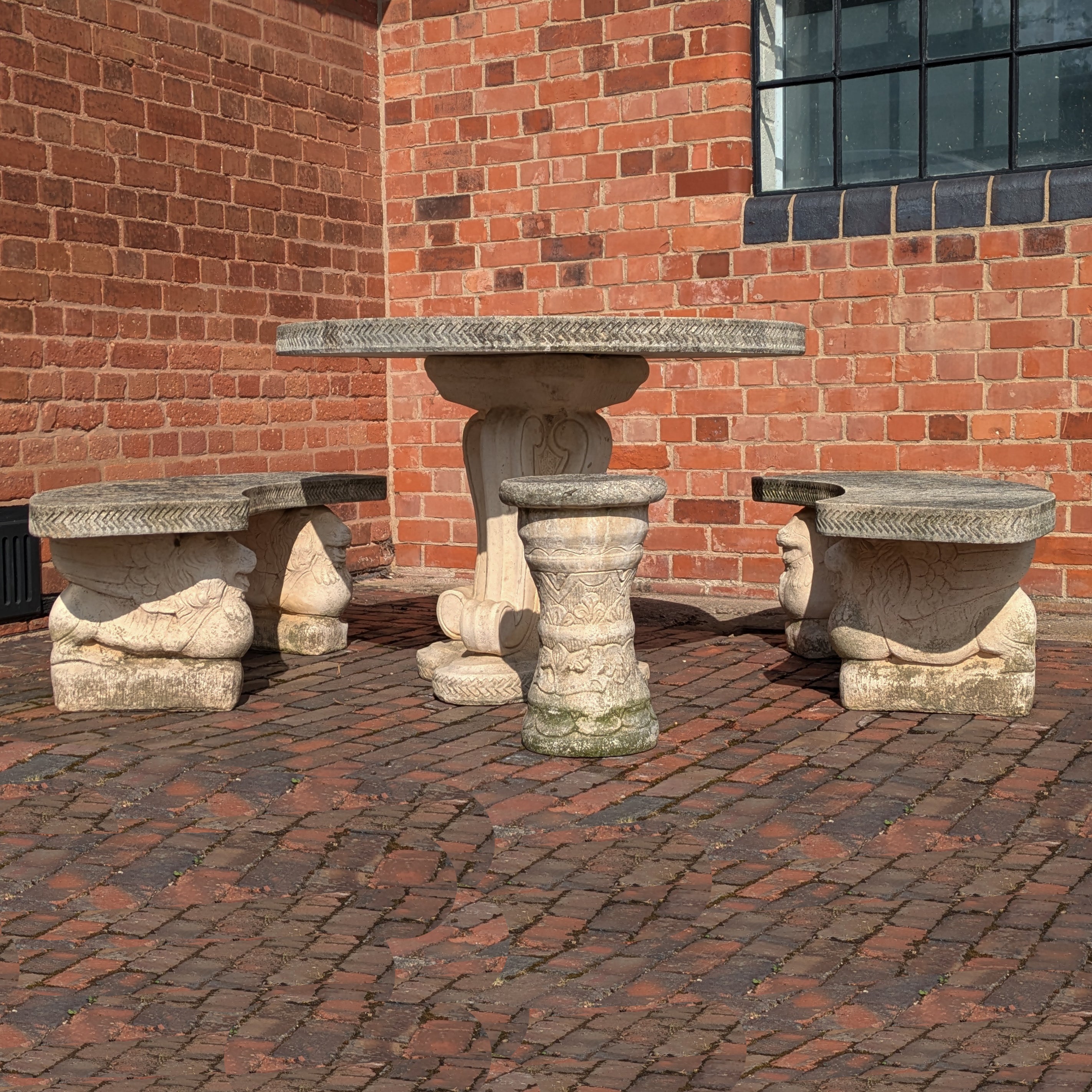 Decorative Aged Mid Century Stone Patio Garden Set of 5