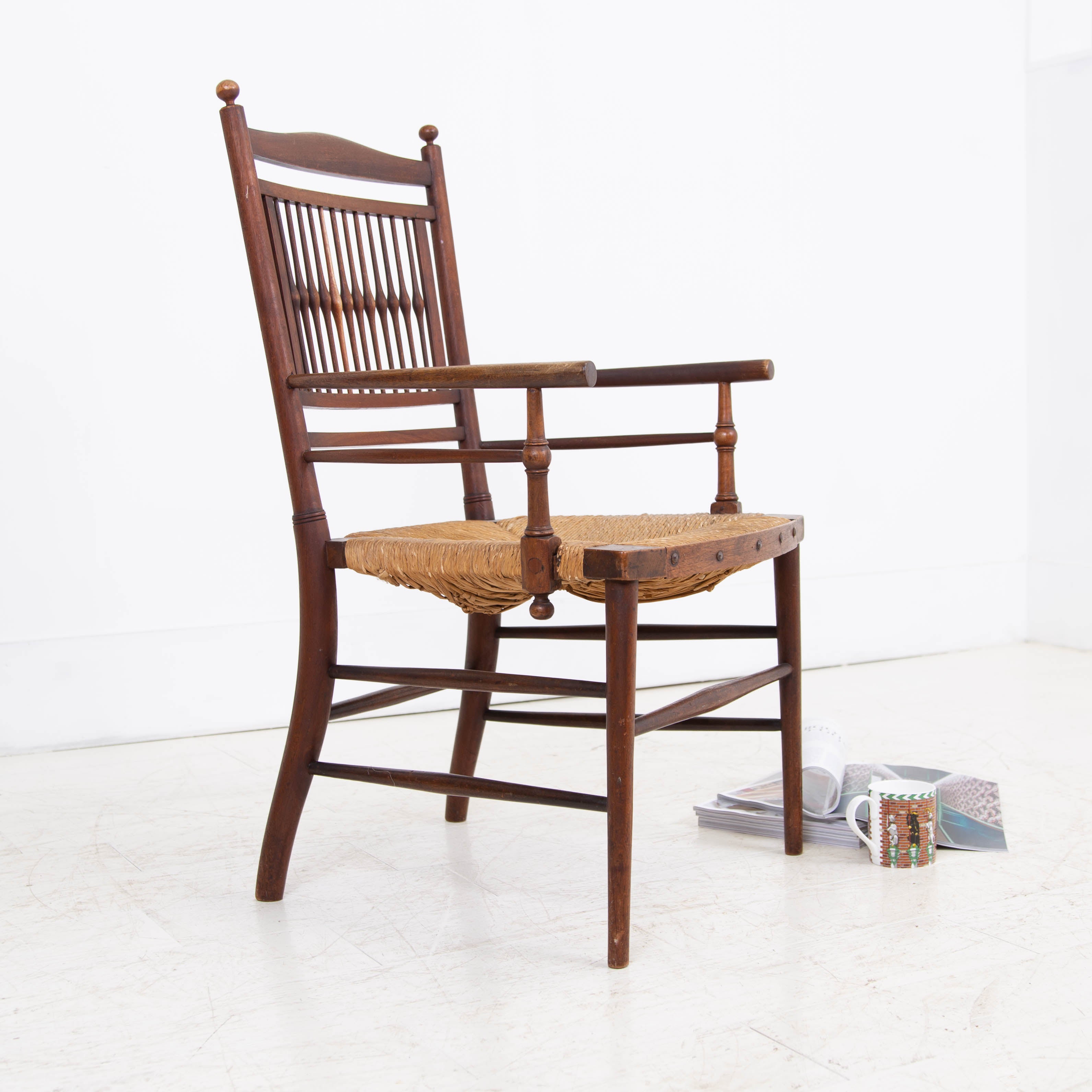Rush Seated “Sussex” Armchair Attributed to E W Godwin