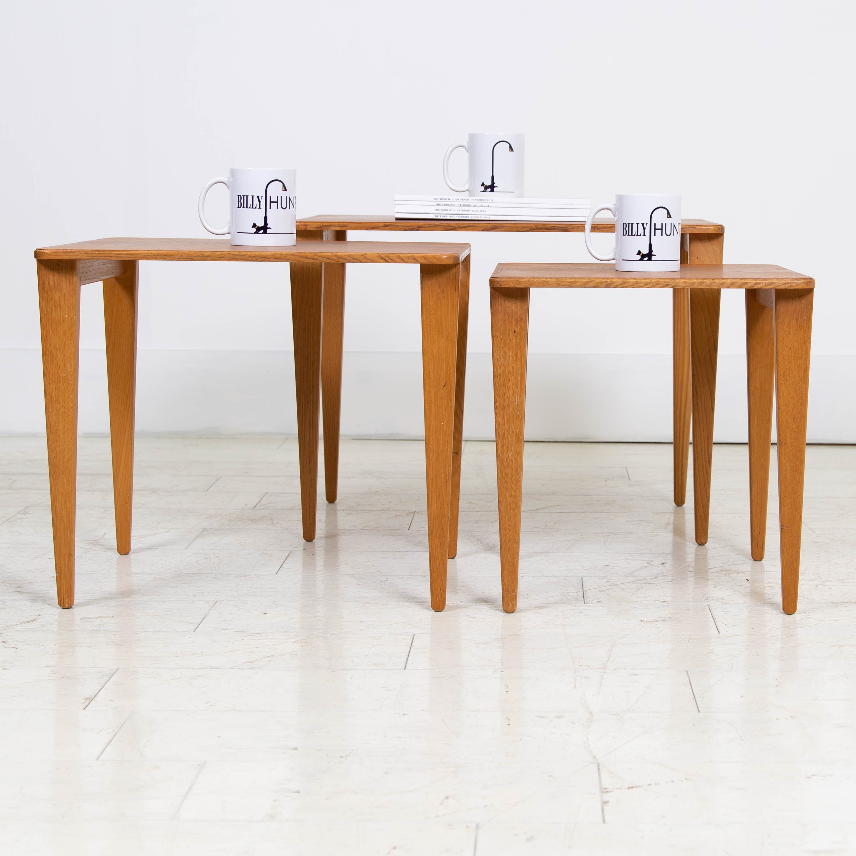 Mid Century Nest of Teak and Oak Gordon Russell Side Tables