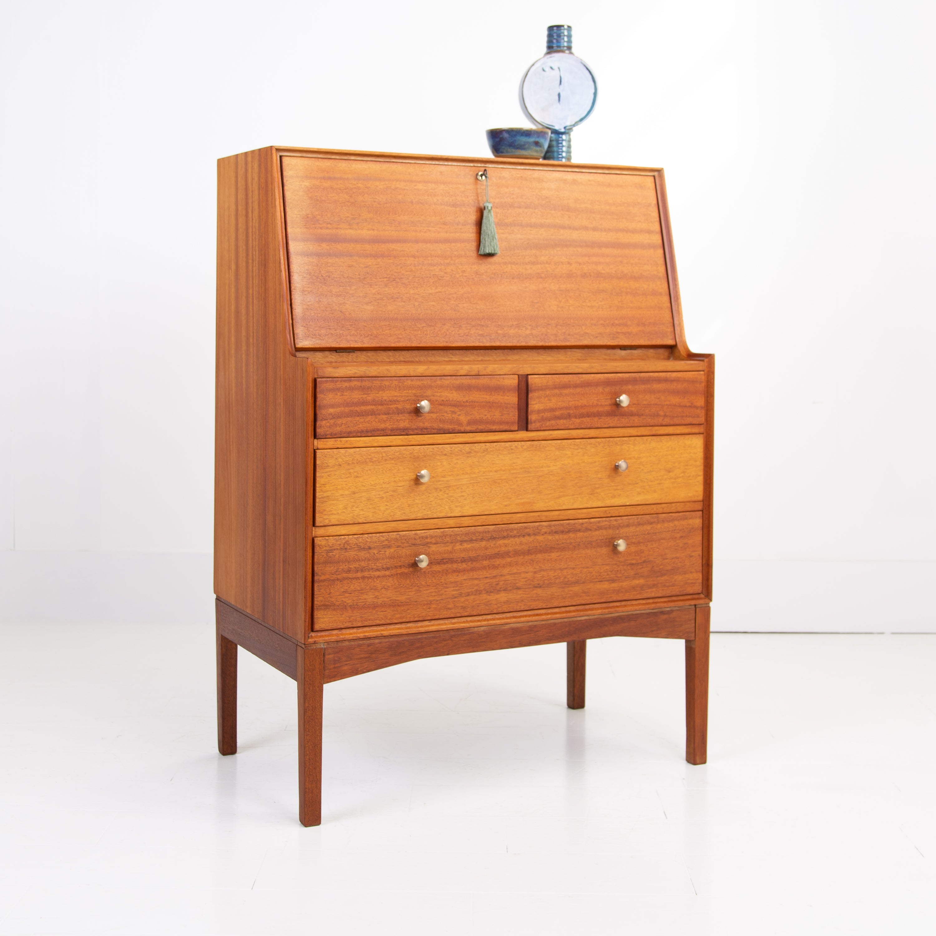 Stylish Mid Century Teak 4 Drawer Bureau By John Morton C1960s