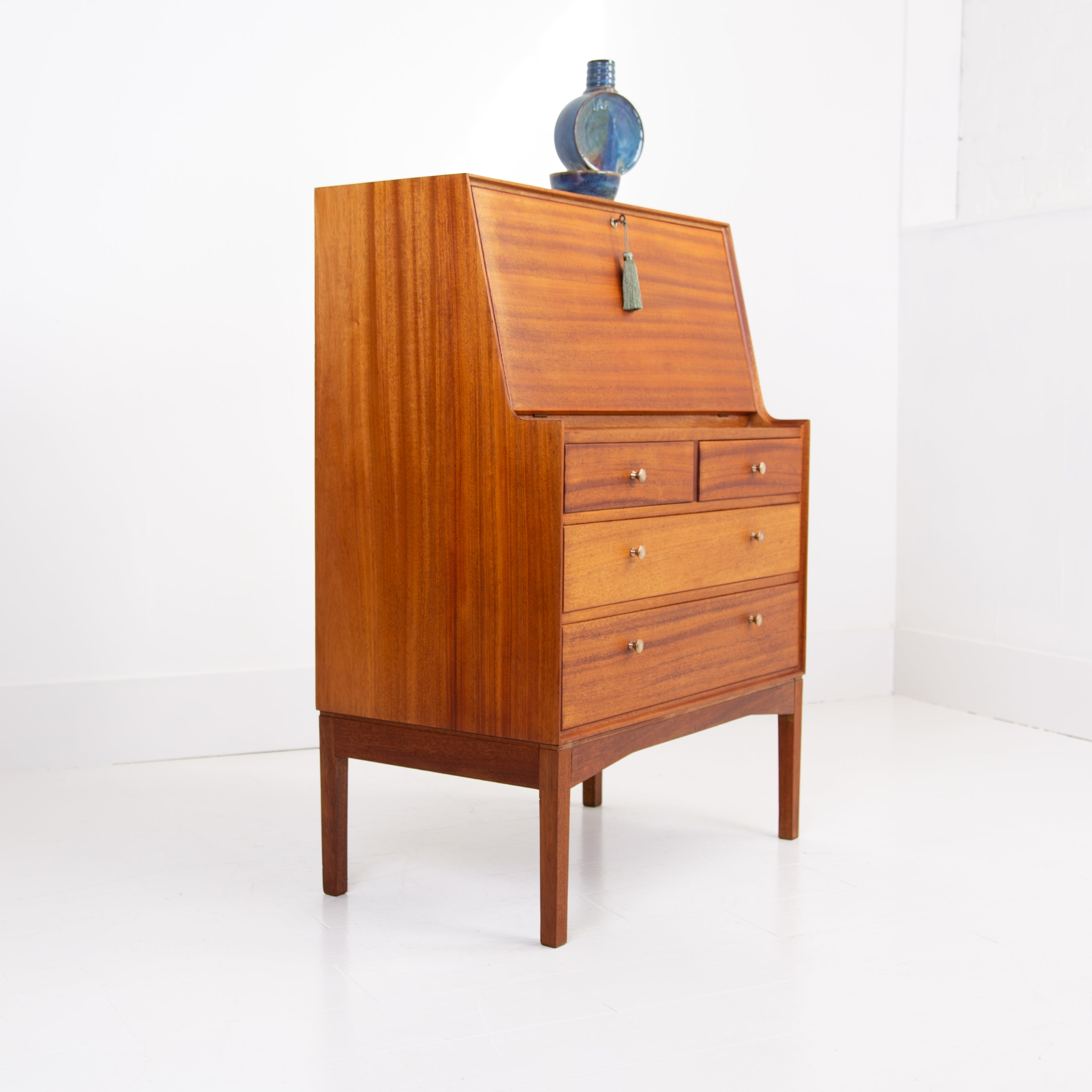 Stylish Mid Century Teak 4 Drawer Bureau By John Morton C1960s
