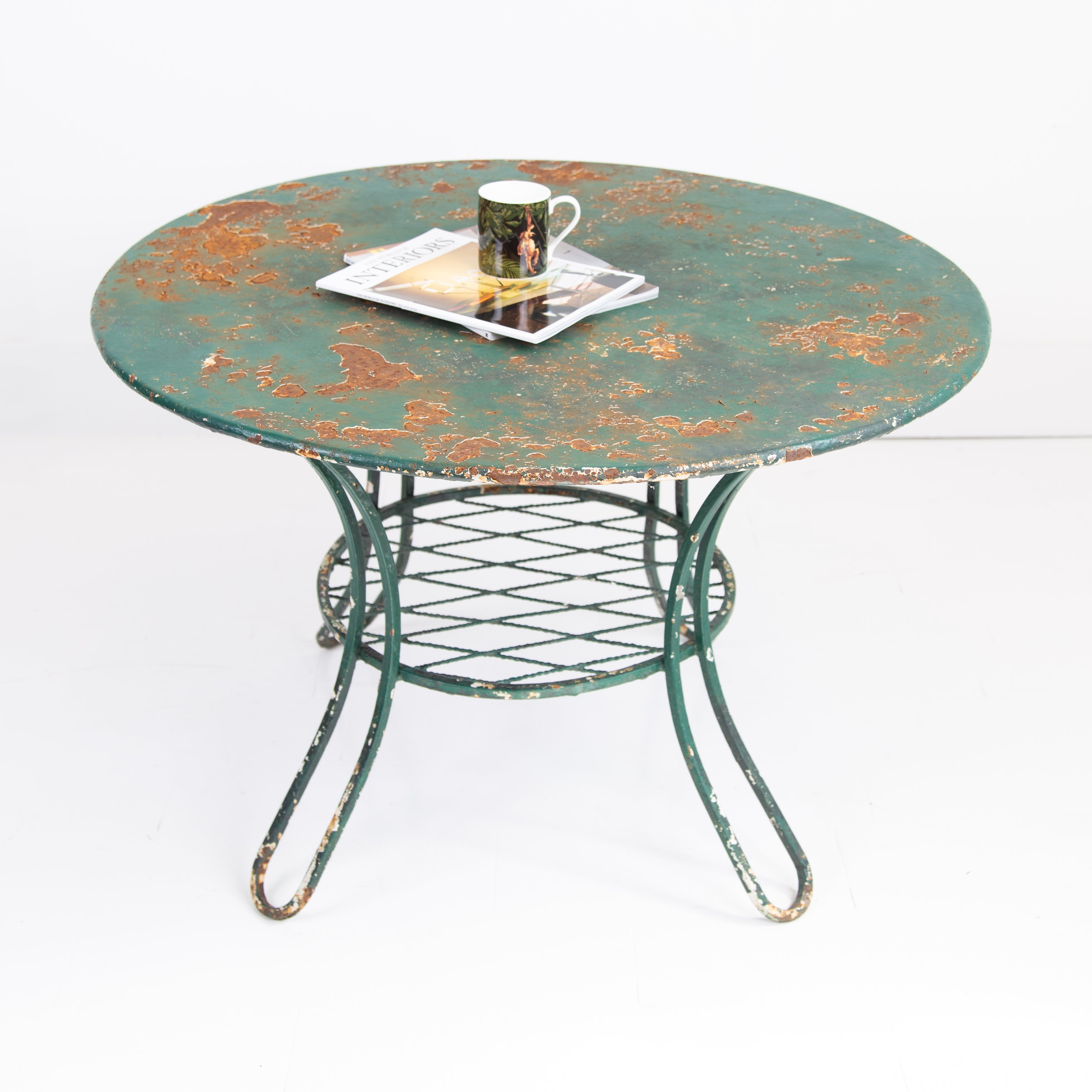 Aged French Metal Patio Garden Table C1970s