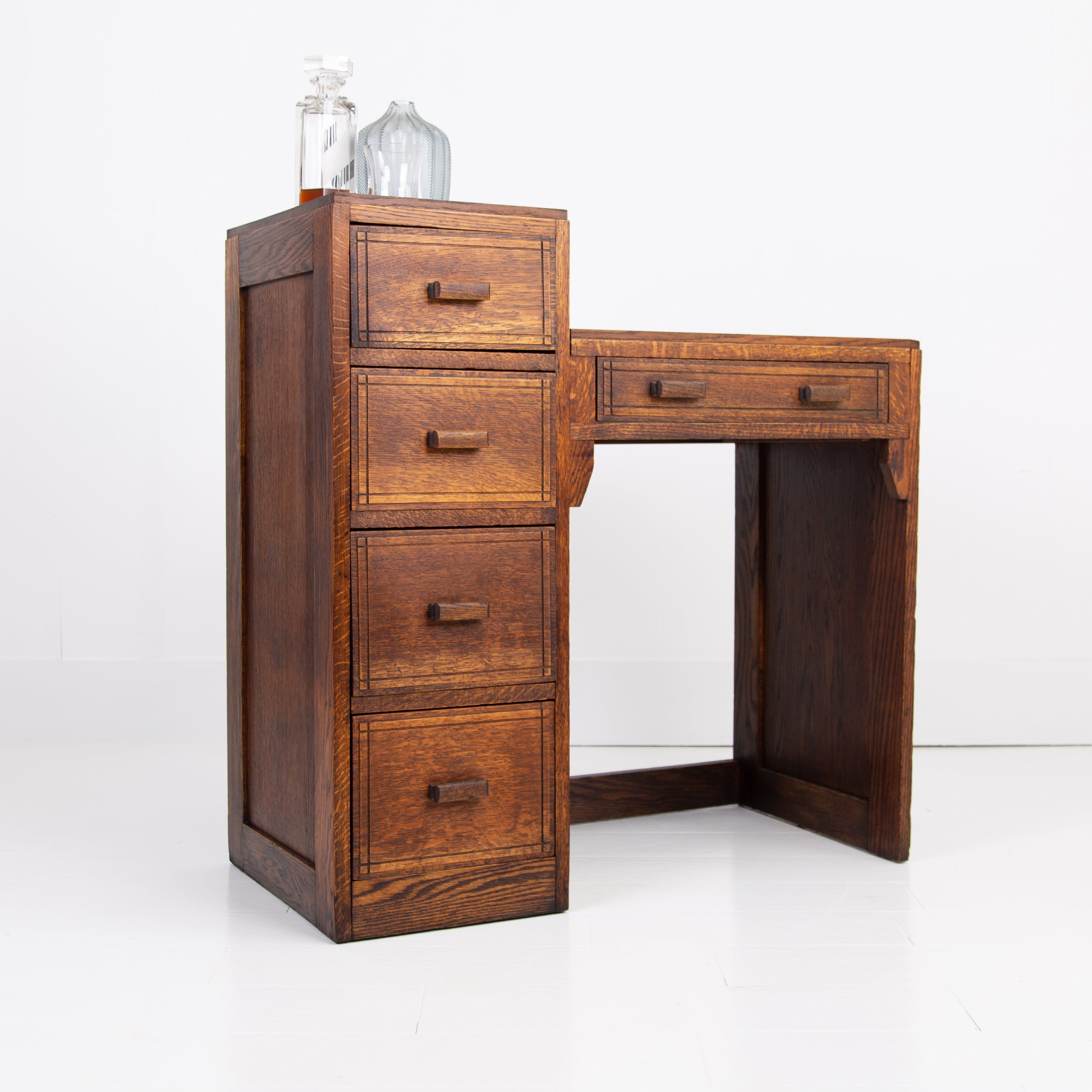 English Oak Modernist Student Desk C1930
