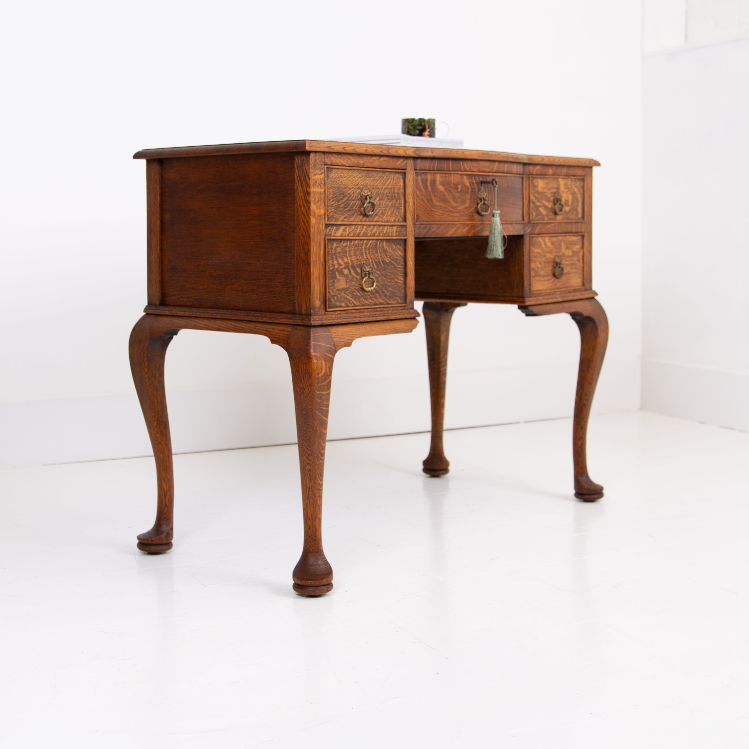 Attractive Quality Oak 4 Drawer Desk C1920