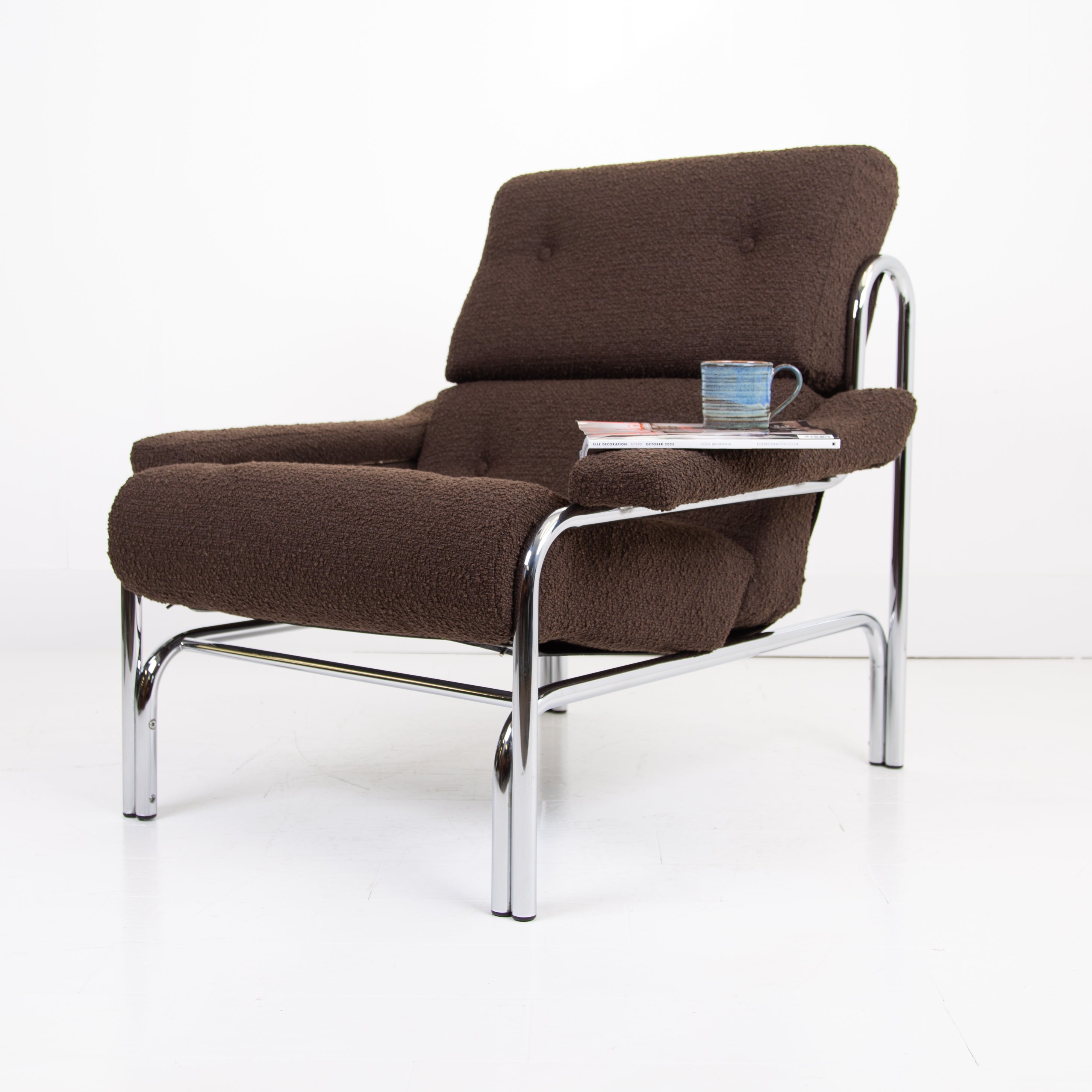 Mid Century Pieff Alpha Armchair New Boucle Upholstery