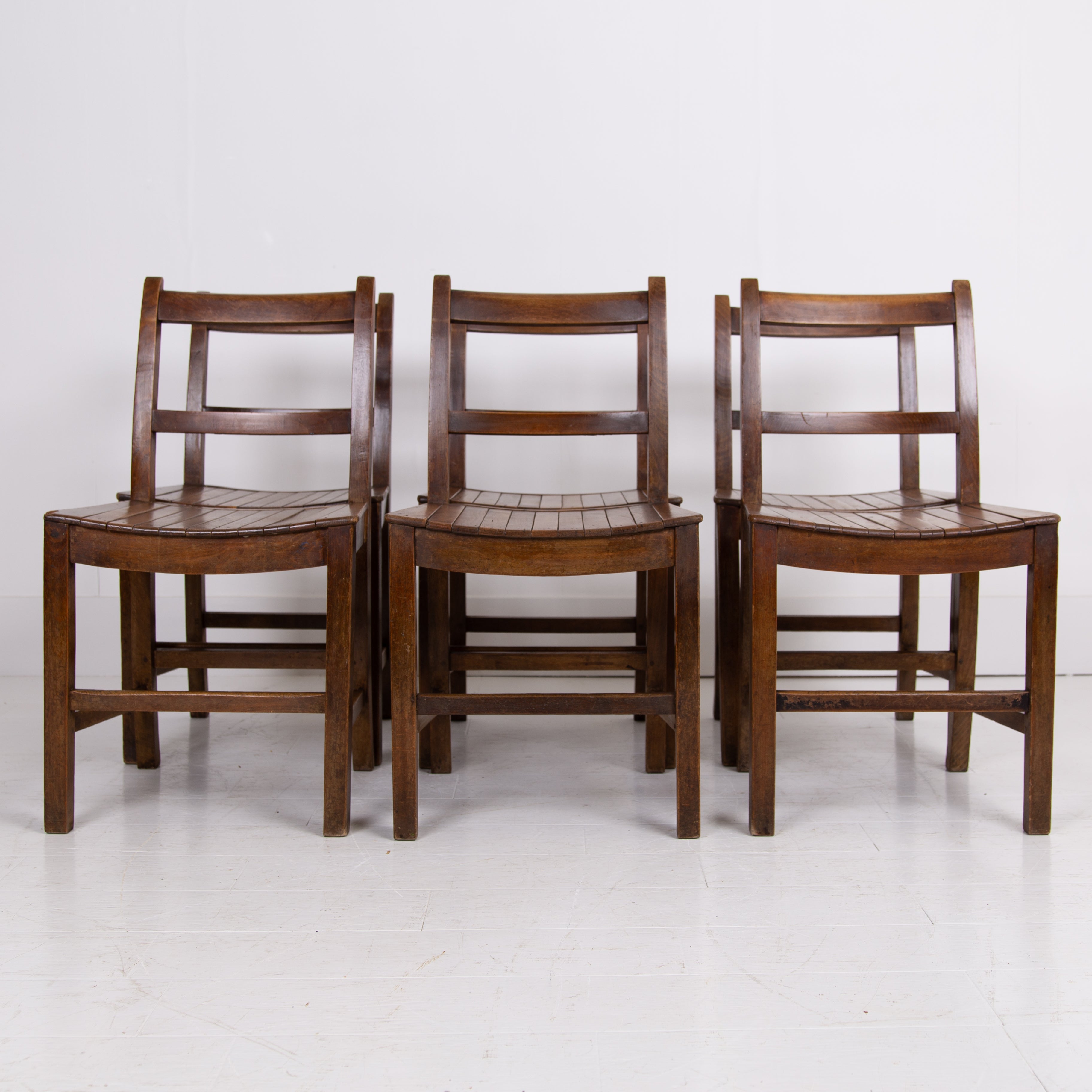 Set of 8 Government Issue Slatted Dining Chairs C1940s