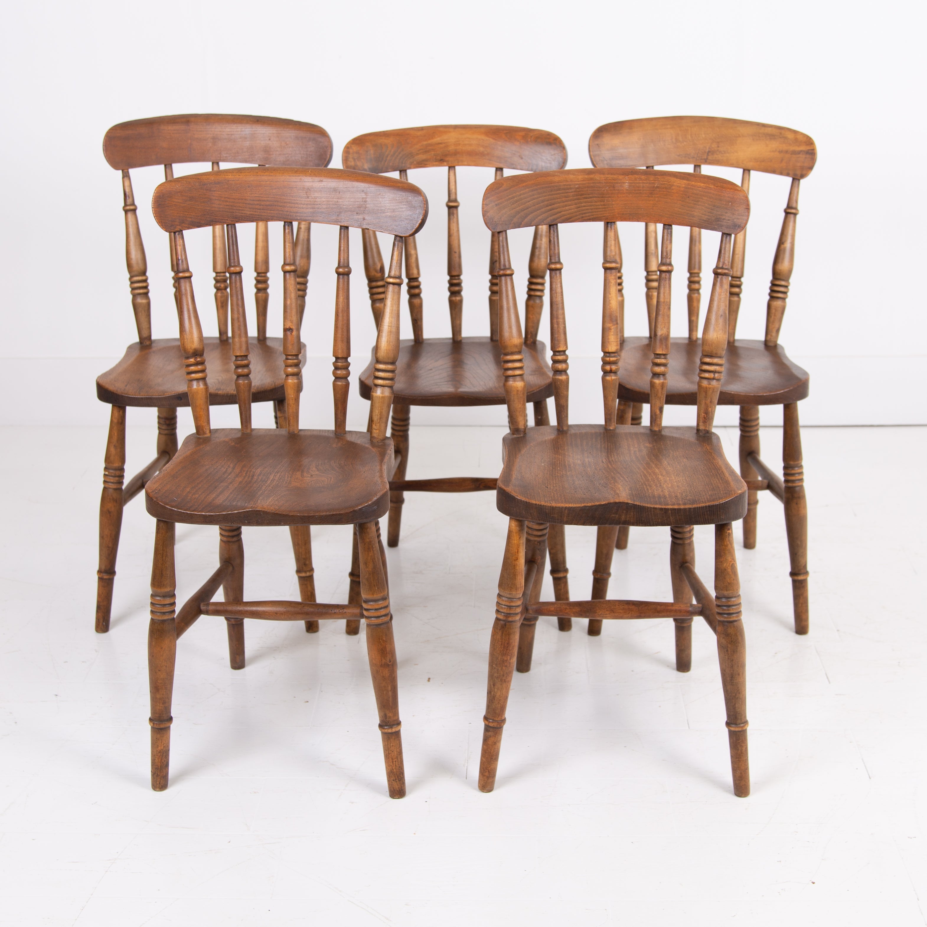 Set of 5 Elm Seated Kitchen Chairs