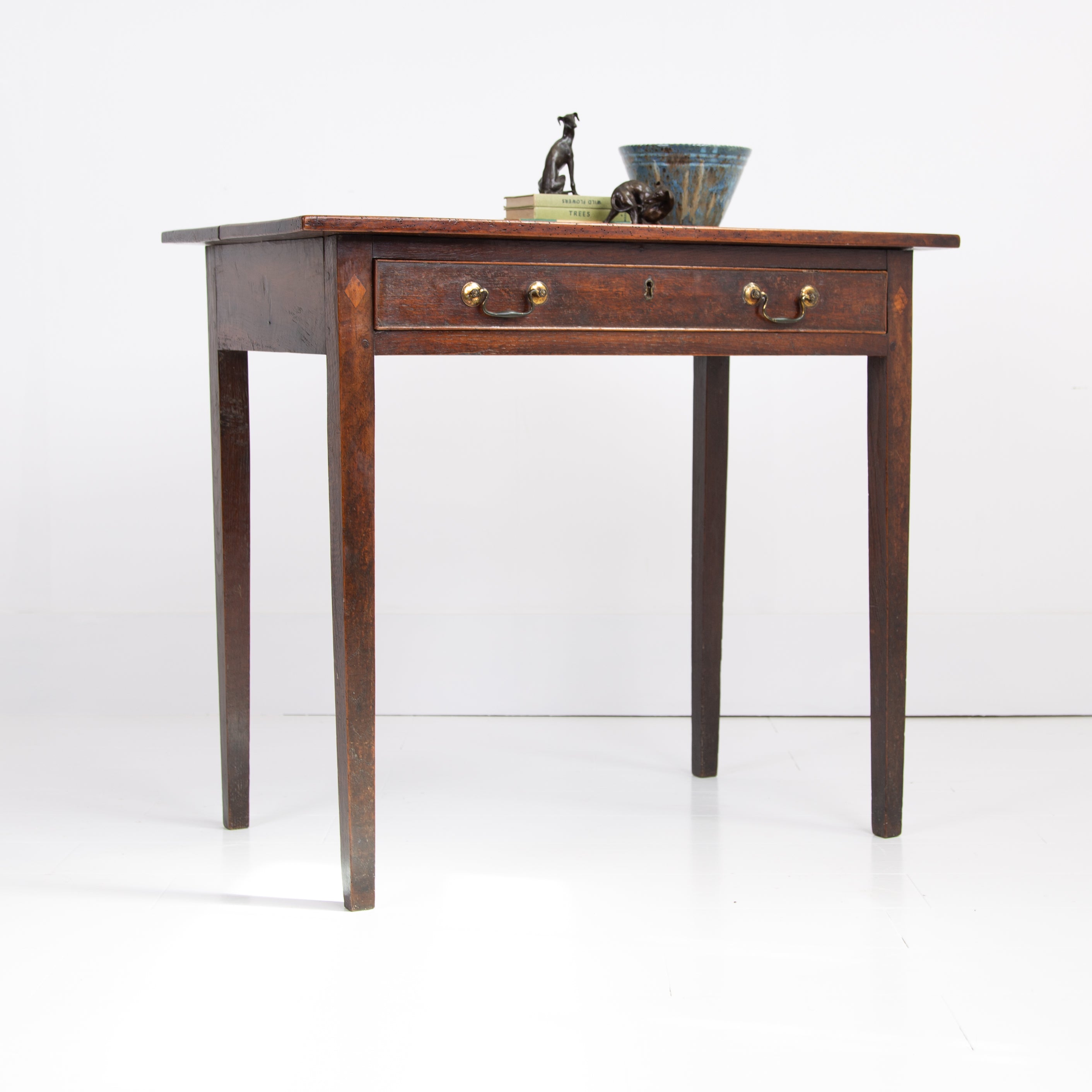 A Simple George III Period Oak Side Table Desk