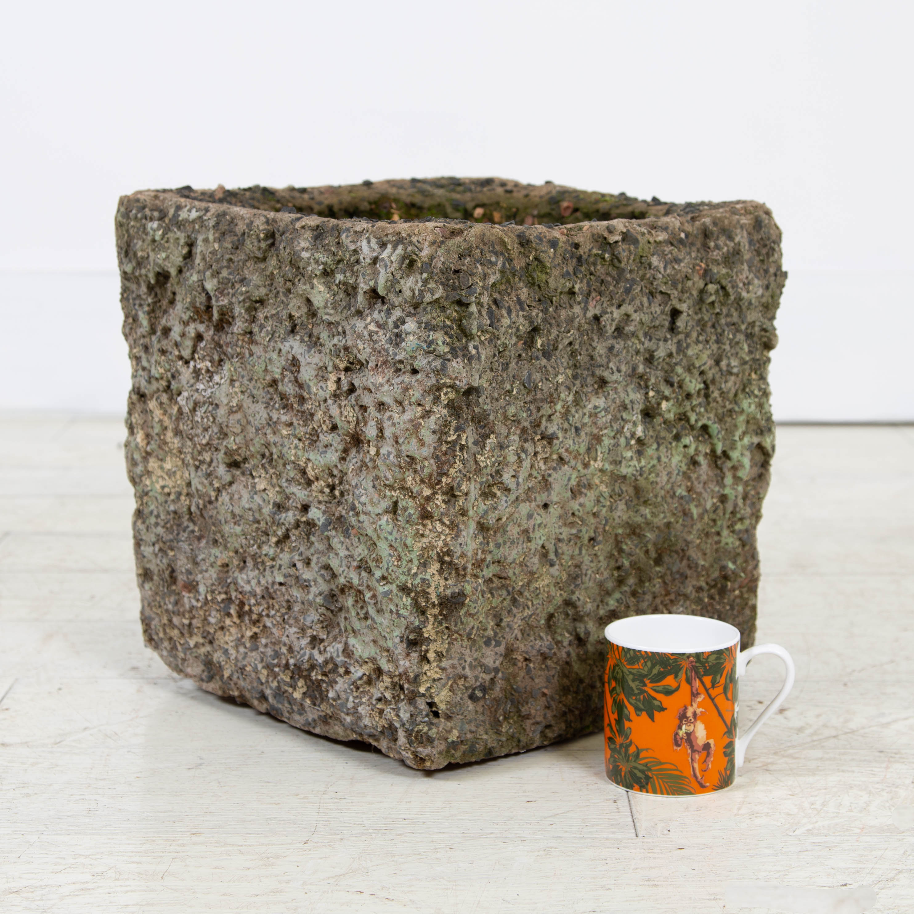 Mid Century Concrete and Grit Stone Square Planter