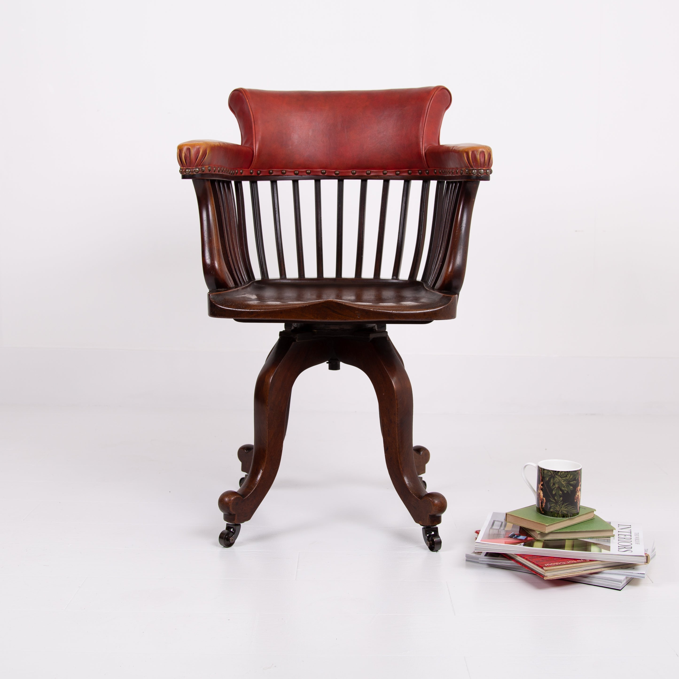 Attractive Edwardian Antique Revolving Desk Chair C1900