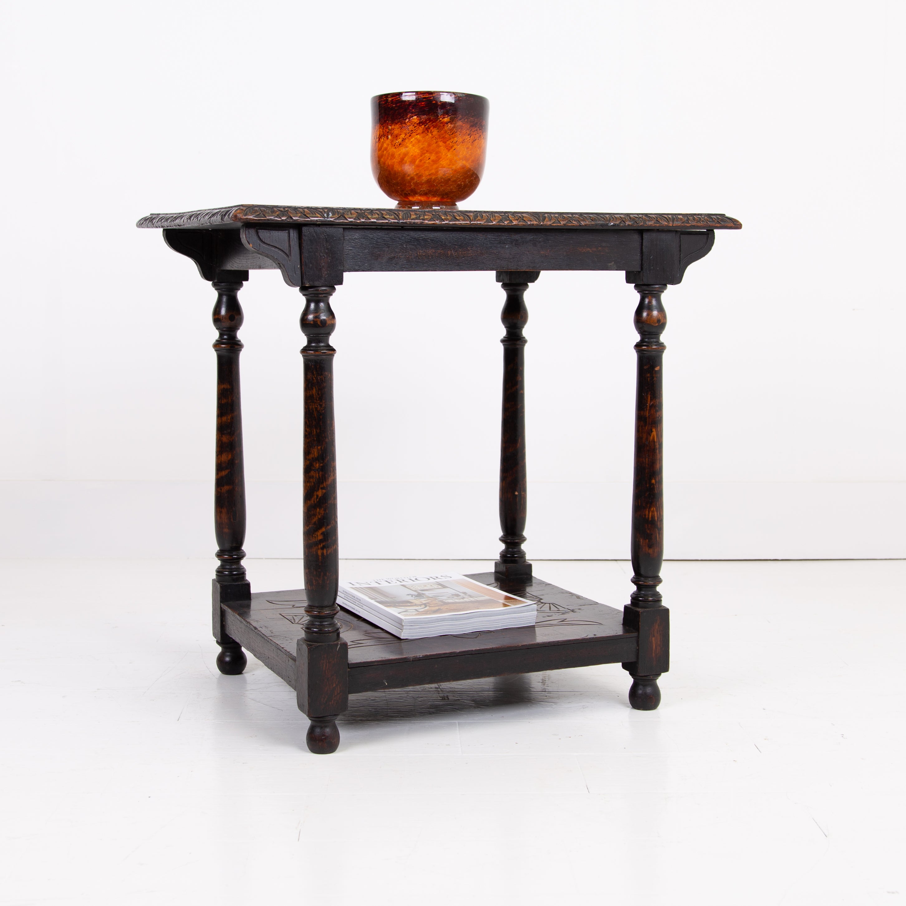 Attractive Victorian 2 Tier Oak Side Hall Table C1890