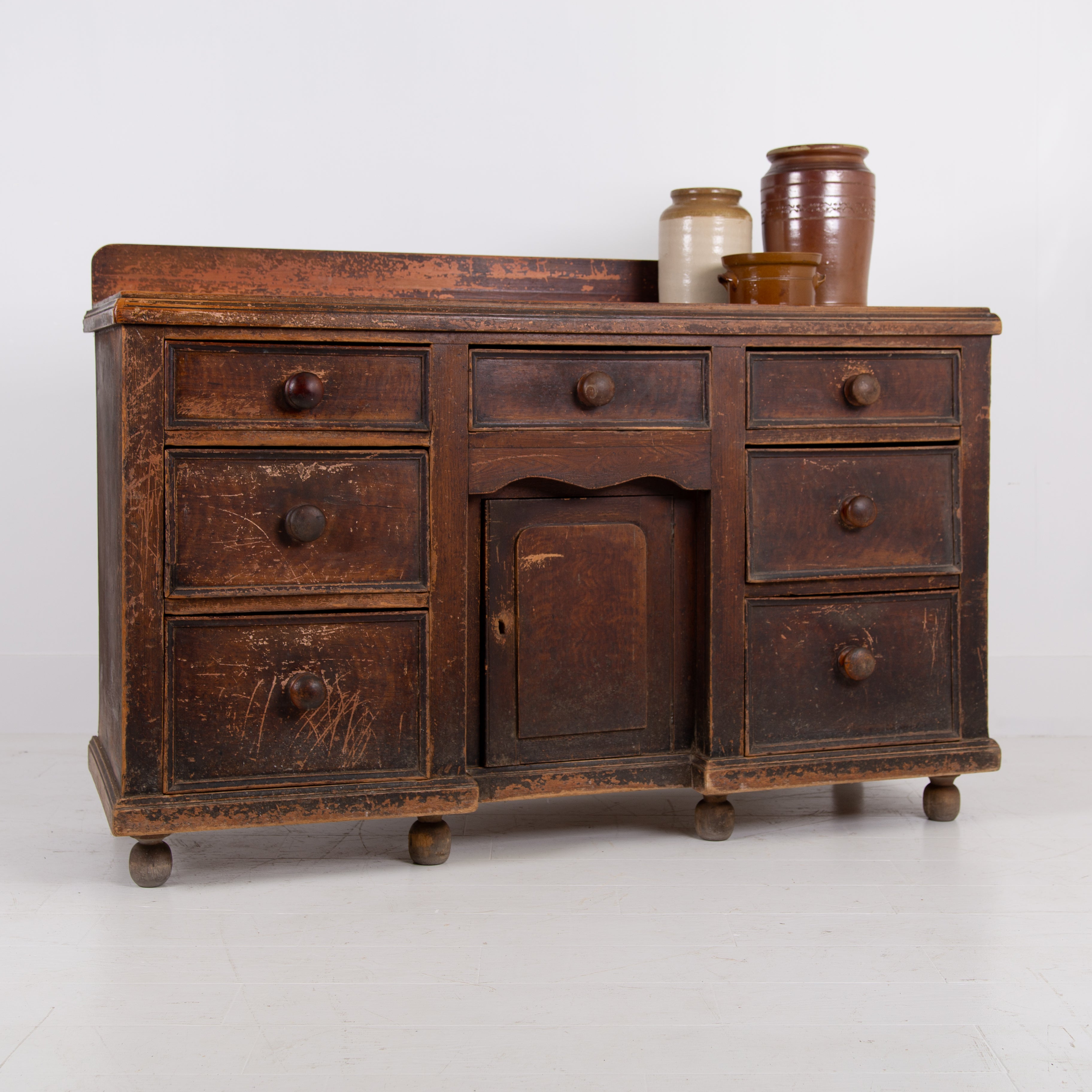 19th Century Kitchen Dresser Cabinet In Original Paint