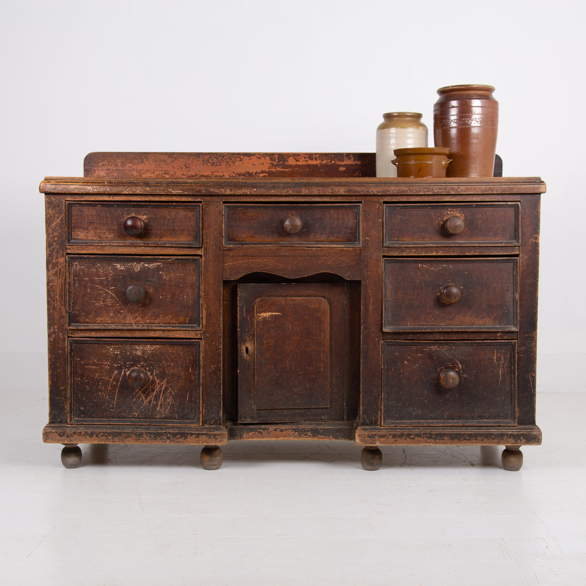 19th Century Kitchen Dresser Cabinet In Original Paint