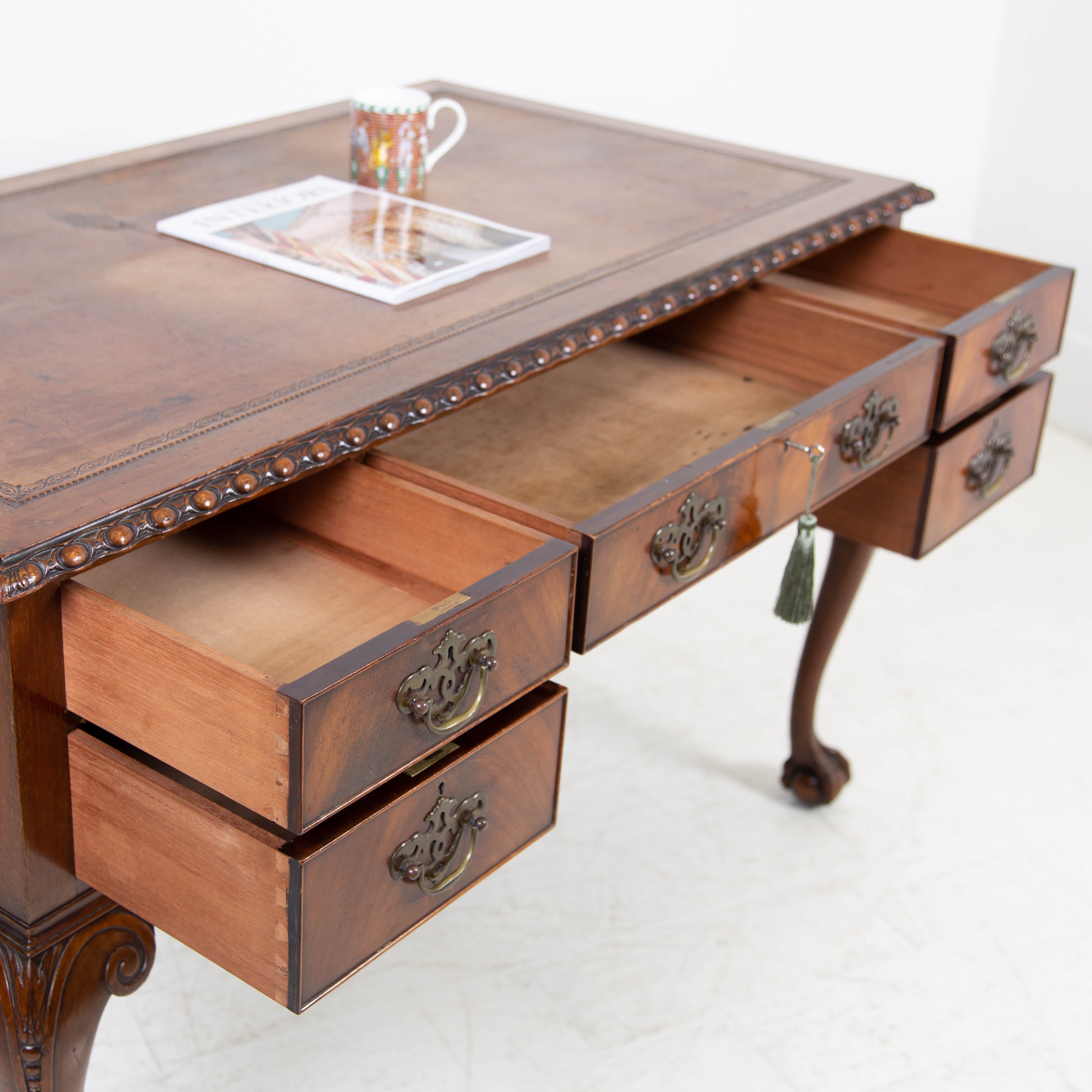 Waring and Gillow Ltd Leather Topped 5 Drawer Desk C1920