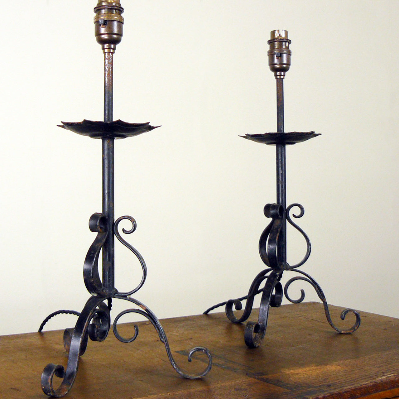 Pretty Little Vintage Wrought Iron Table Lamp - We Have 2