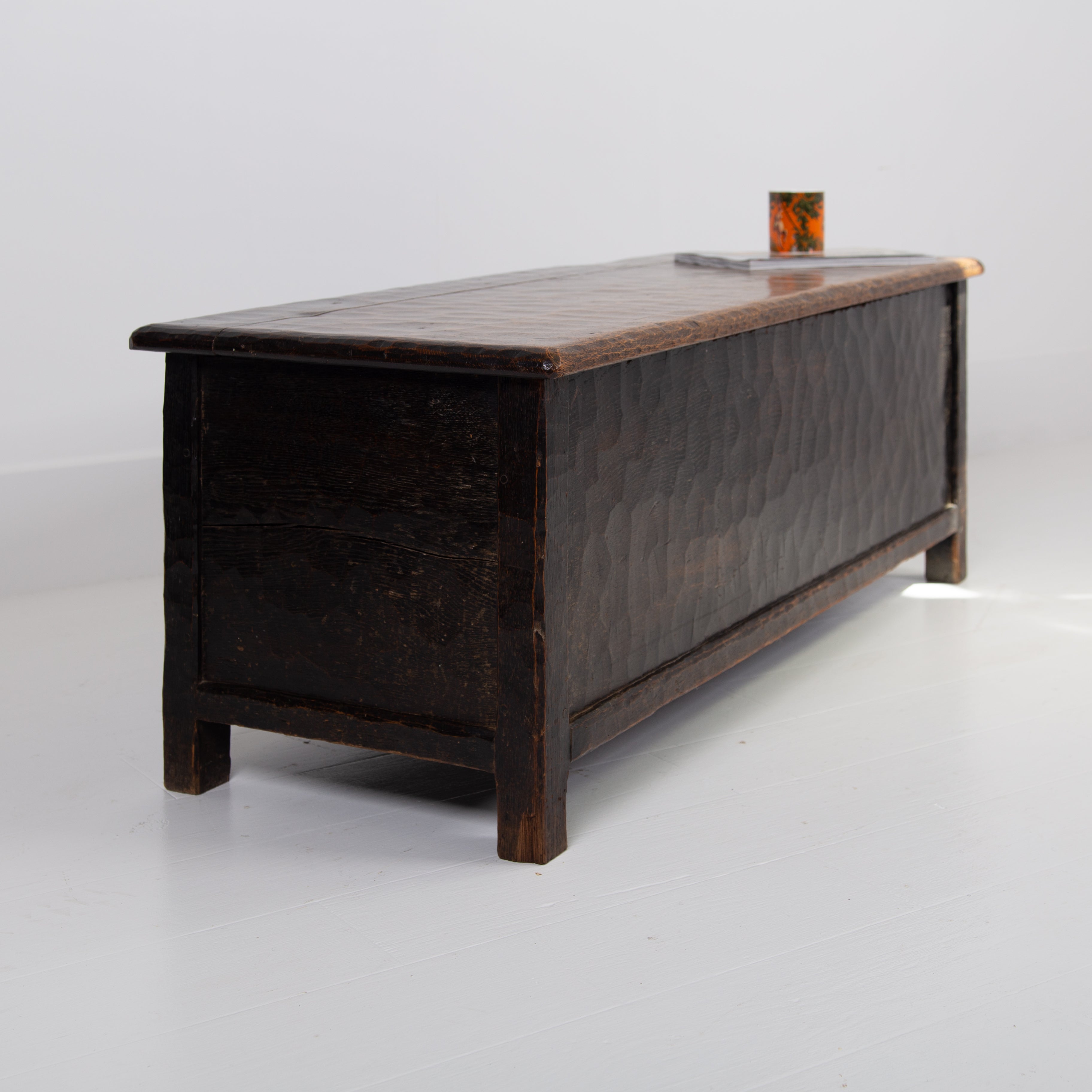 Arts and Crafts Yorkshire School Long Adzed Oak Chest