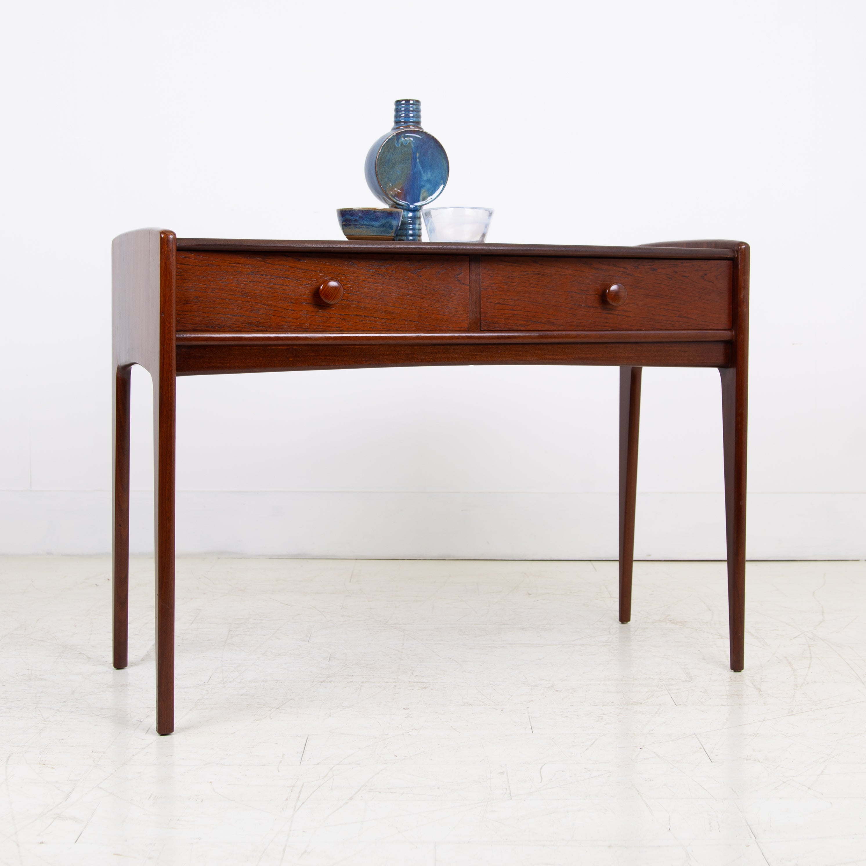 Mid Century Teak 2 Drawer Console Table Desk by A Younger