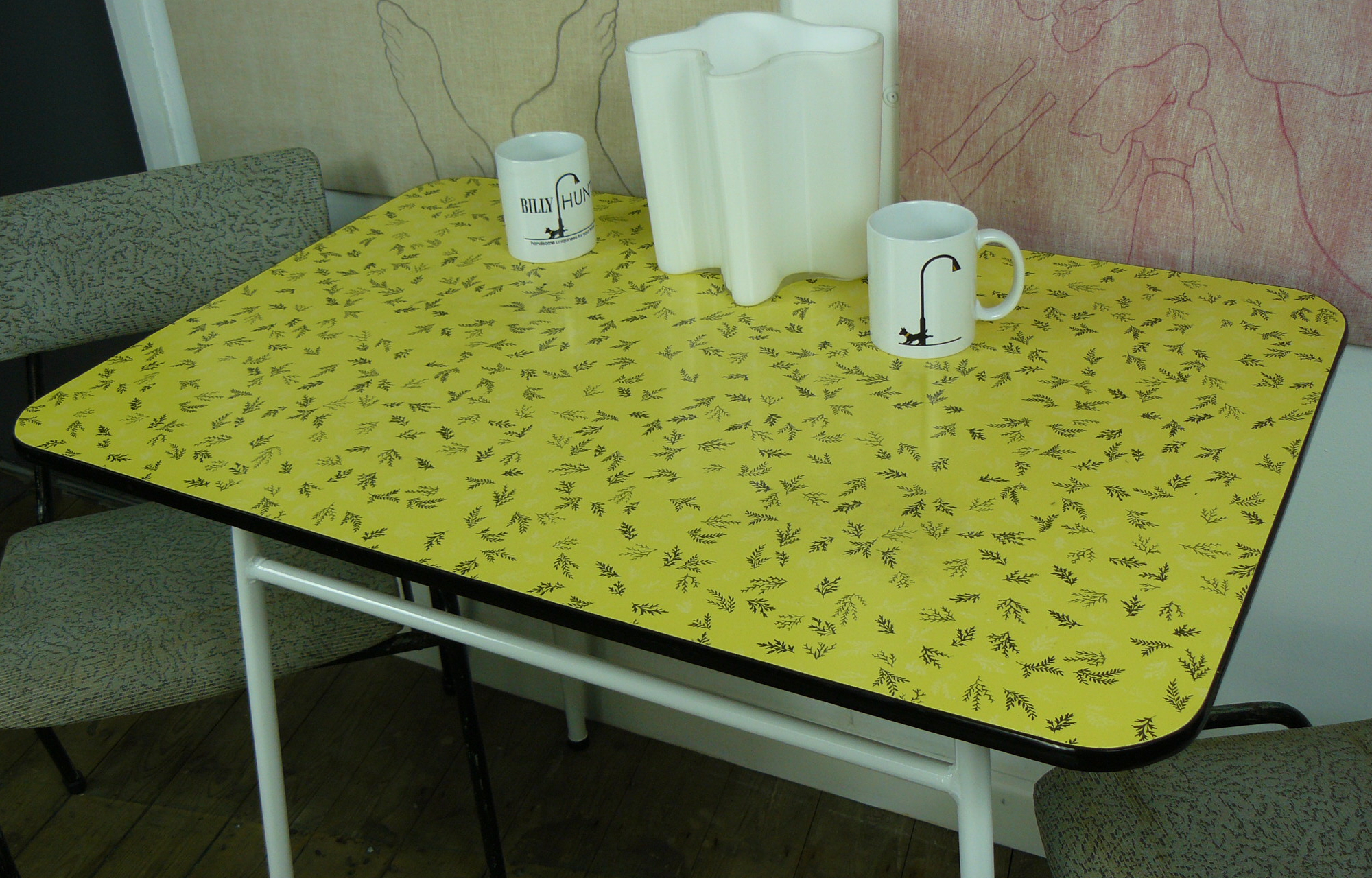1950s Vintage Formica Kitchen Table With Metal Legs